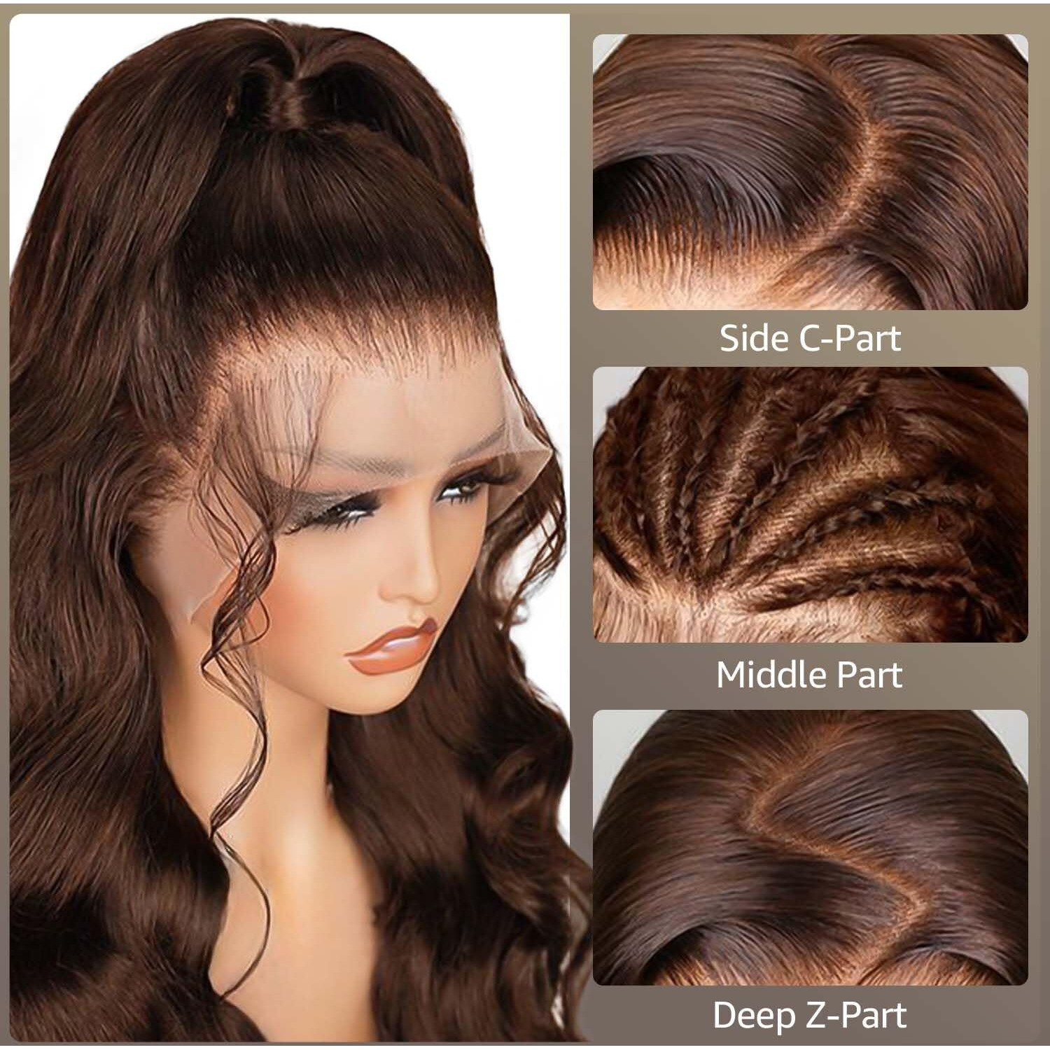 Dolly Pretty Chocolate Brown Lace Front Wig 13X6 Body Wave Lace Front Wigs Human Hair 200 Density Pre Plucked 4 Colored Wigs 22 Inch
