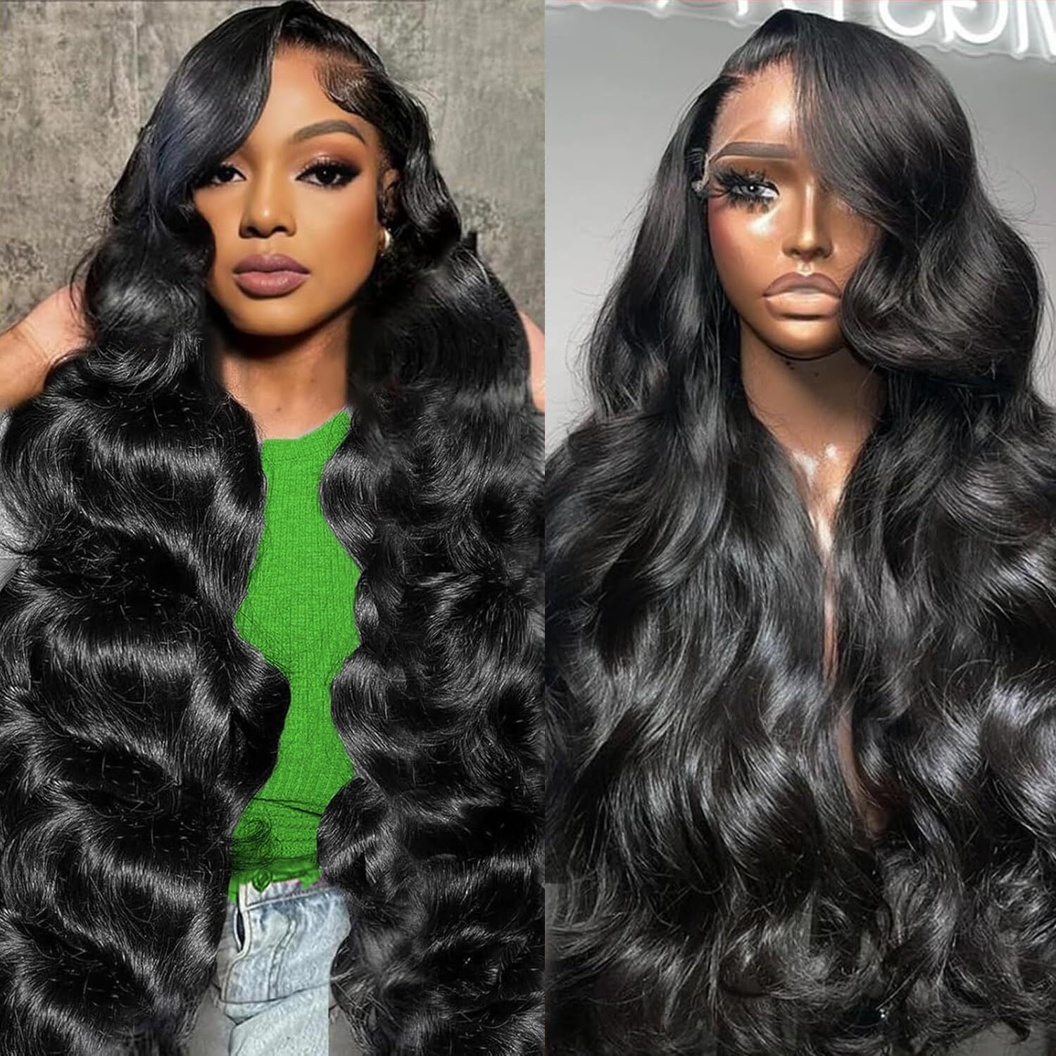 Pinkeagle 13X6 Lace Front Wigs Human Hair 200% Density Body Wave Hd Lace Front Wigs Human Hair Pre Plucked Glueless 13X6 Full Frontal Wig For Women Natural Black 24 Inch