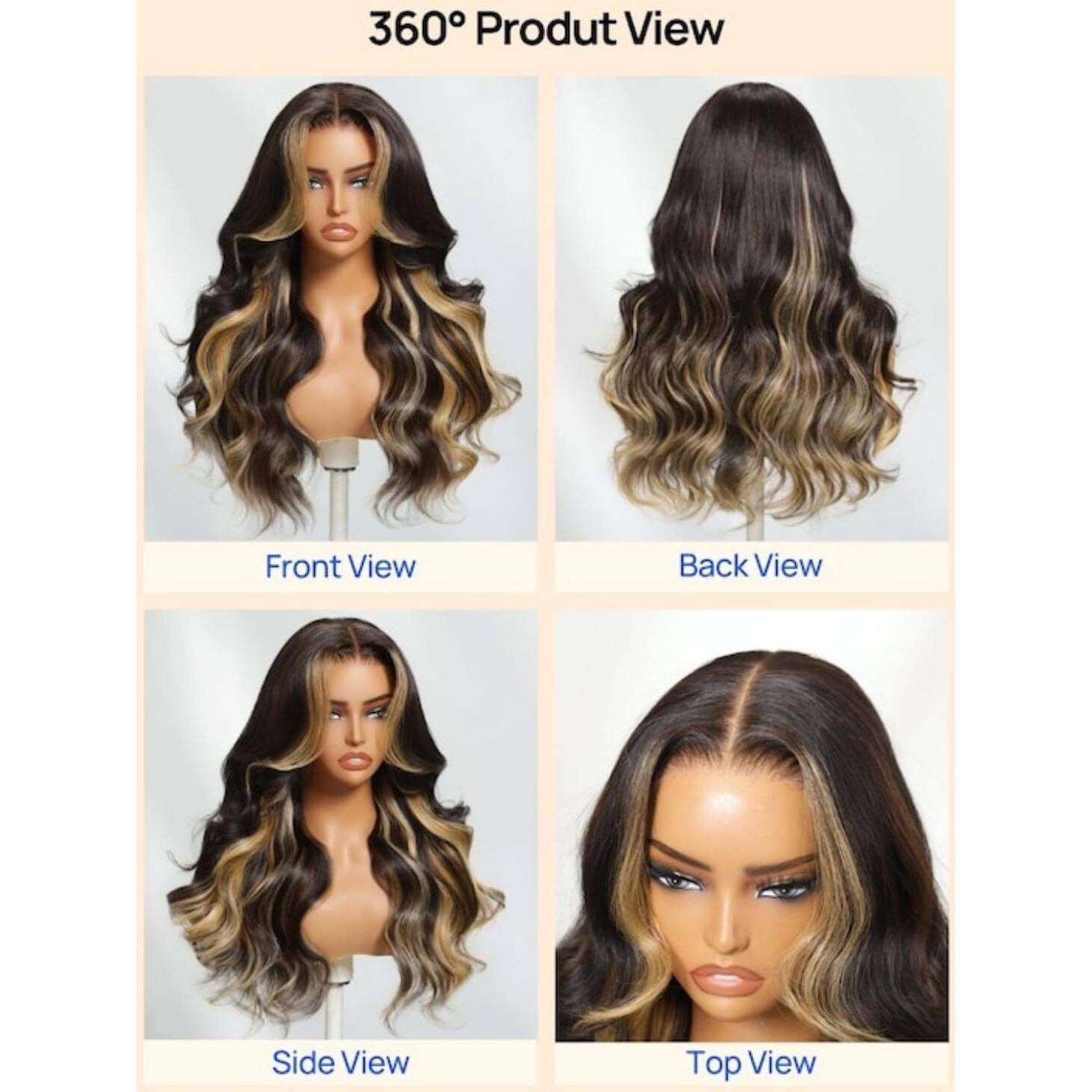 Nadula Bye Bye Knots Glueless Butterscotch Highlight Body Wave 7X5 Pre Cut Lace Front Wigs Human Hair Pre Plucked Bleached Knots Ready To Wear With Face-Framing Brown Highlights 150% Density 20Inch