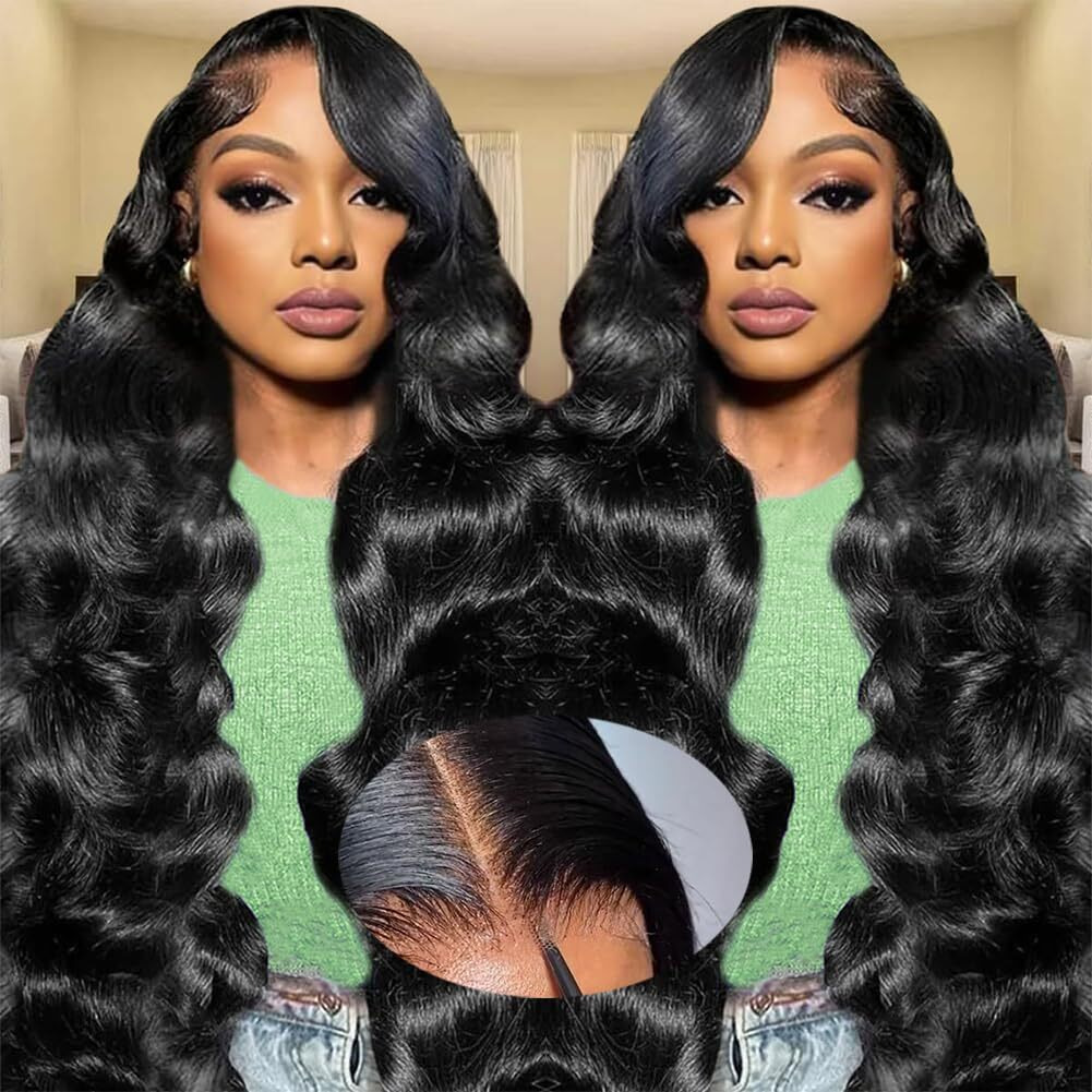 Wzowzo 5X5 Hd Lace Closure Wigs Human Hair 180% Density Glueless Wigs Human Hair Pre Plucked Pre Cut 24 Inch 5X5 Body Wave Lace Front Wigs Human Hair Wear And Go Glueless Wig