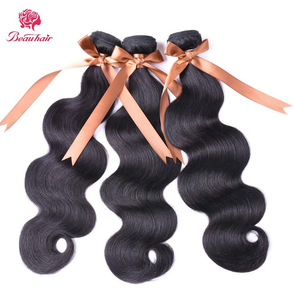 Beauhair Brazilian Body Wave Virgin Human Hair Bundles With Closure (26 26 26 With 20 Closure) Unprocessed Bundles With Lace Closure Body Wave Hair With Closure 4X4 Lace Free Part Natural Black Hair
