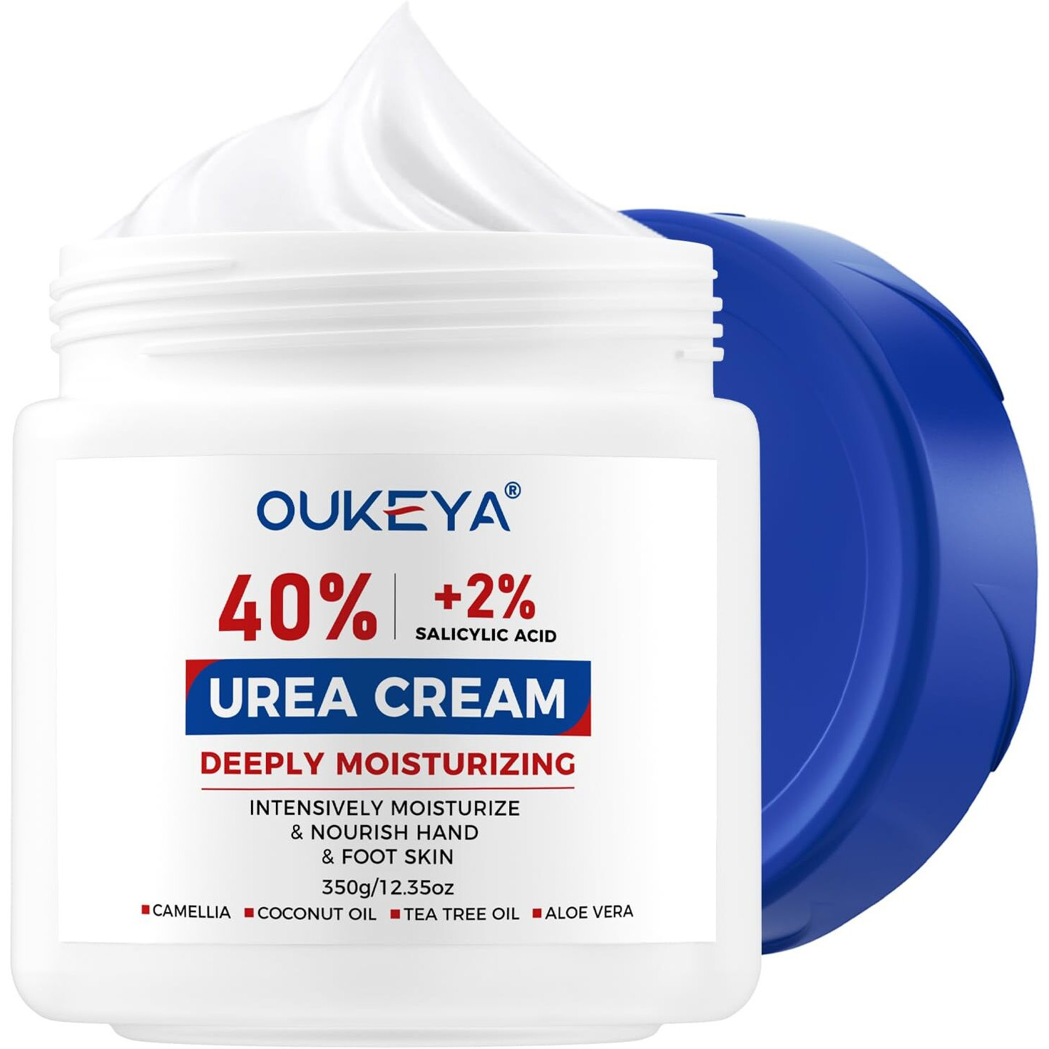 Oukeya New Formula Urea Cream 40% Plus 2% Salicylic Acid For Feet Maximum Strength 12.35 Oz Dry Cracked Hand Heel Moisturizing Repair Lotion For Knees, Elbows, Removes Corns, Dead Skin Cream