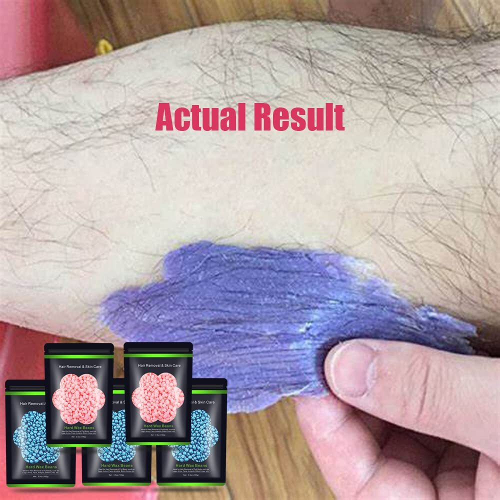 Auperwel Hard Wax Beans 17.5Oz 1.1Lb, Hair Removal Wax Beads Body Brazilian Pearl Waxing Beads For Women Men, 10 Waxing Spatulas For Bikini, Eyebrow, Face, Armpit, 5 Packs