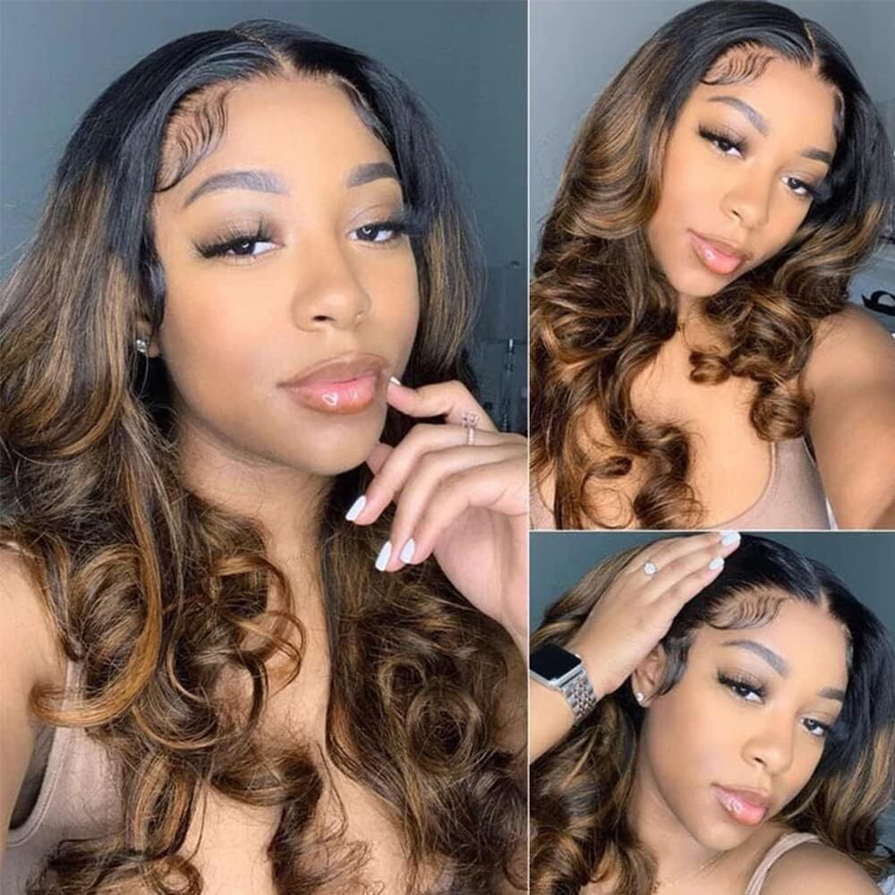 Dosacia V Part Wigs Human Hair Body Wave Brazilian Virgin Human Hair Wigs Glueless Full Head Clip In Half Wig For Black Women Upgrade U Part Glueless Wig Fb30 Balayage Brown 180% Density 16 Inch