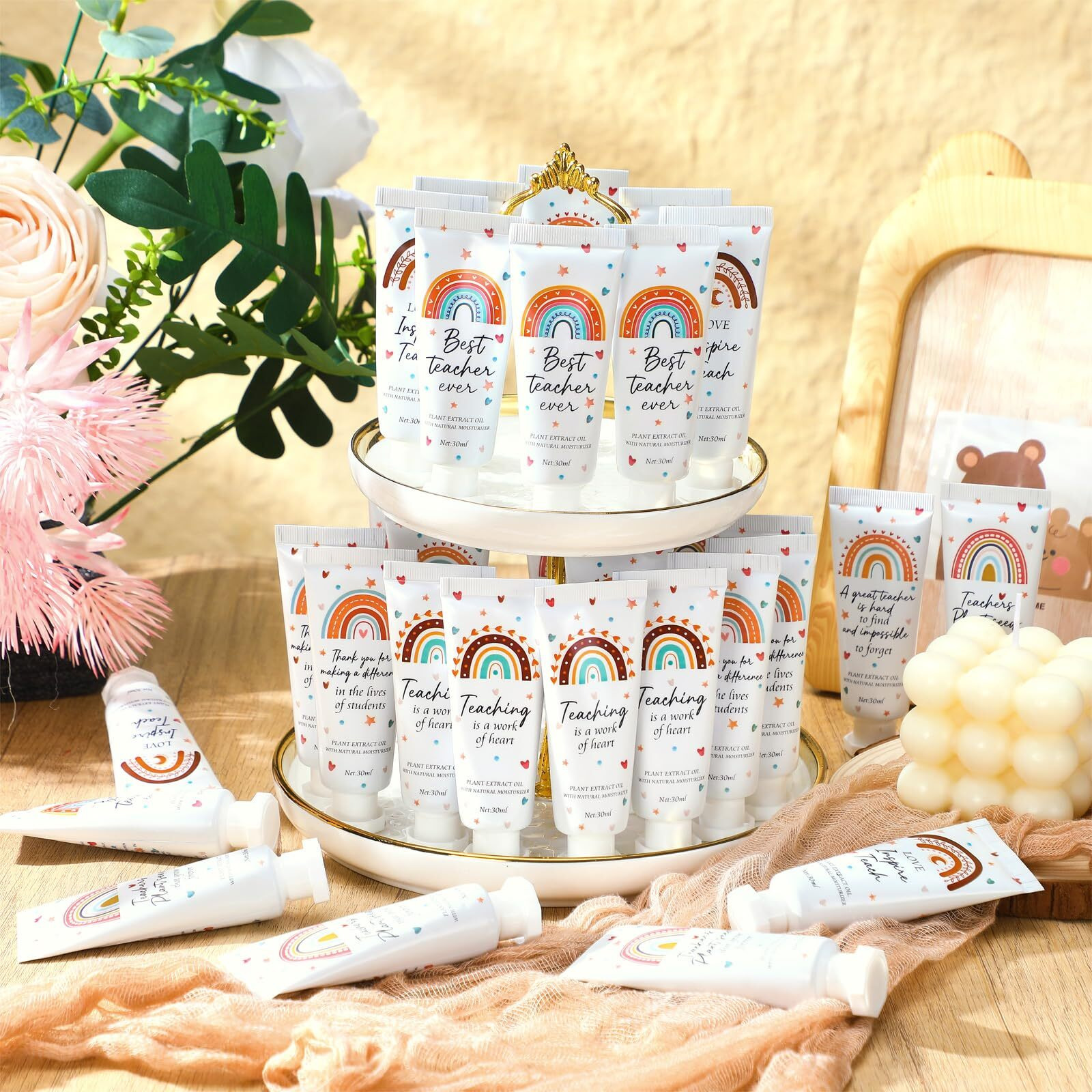 Dansib 48 Pcs Teacher Appreciation Hand Cream Gifts Boho Rainbow 2025 Back To School Thank You Teacher Gifts For Women Travel Size Hand Lotion Cream Christmas Moisturizing