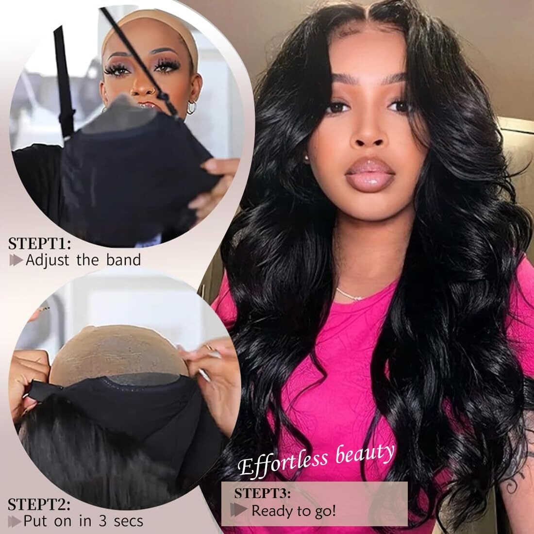 Long Black Synthetic Lace Front Wig 30Inch Long Wavy Natural Balck Pre Plucked Ready To Wear 4X1 Glueless Curly Body Wave Wig For Black Women Heat Resistant Fiber Synthetic Hair For Daily Party Use