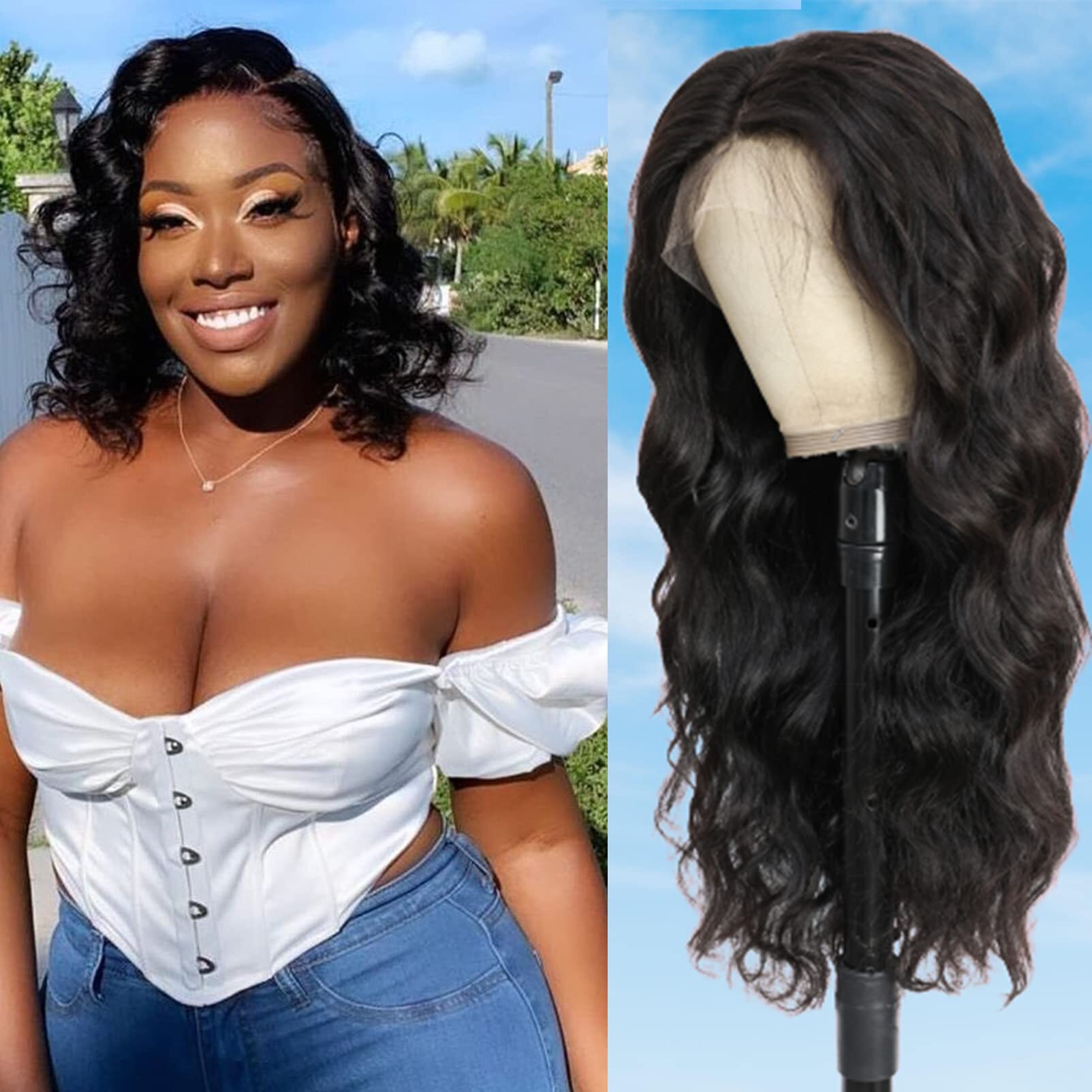 360 Lace Front Wigs Human Hair Drawstring Body Wave Bob Wigs Human Hair Pre Plucked 360 Hd Full Lace Frontal Wig 200 Density Glueless Invisi Strap Frontal Wigs Human Hair For Women 10Inch