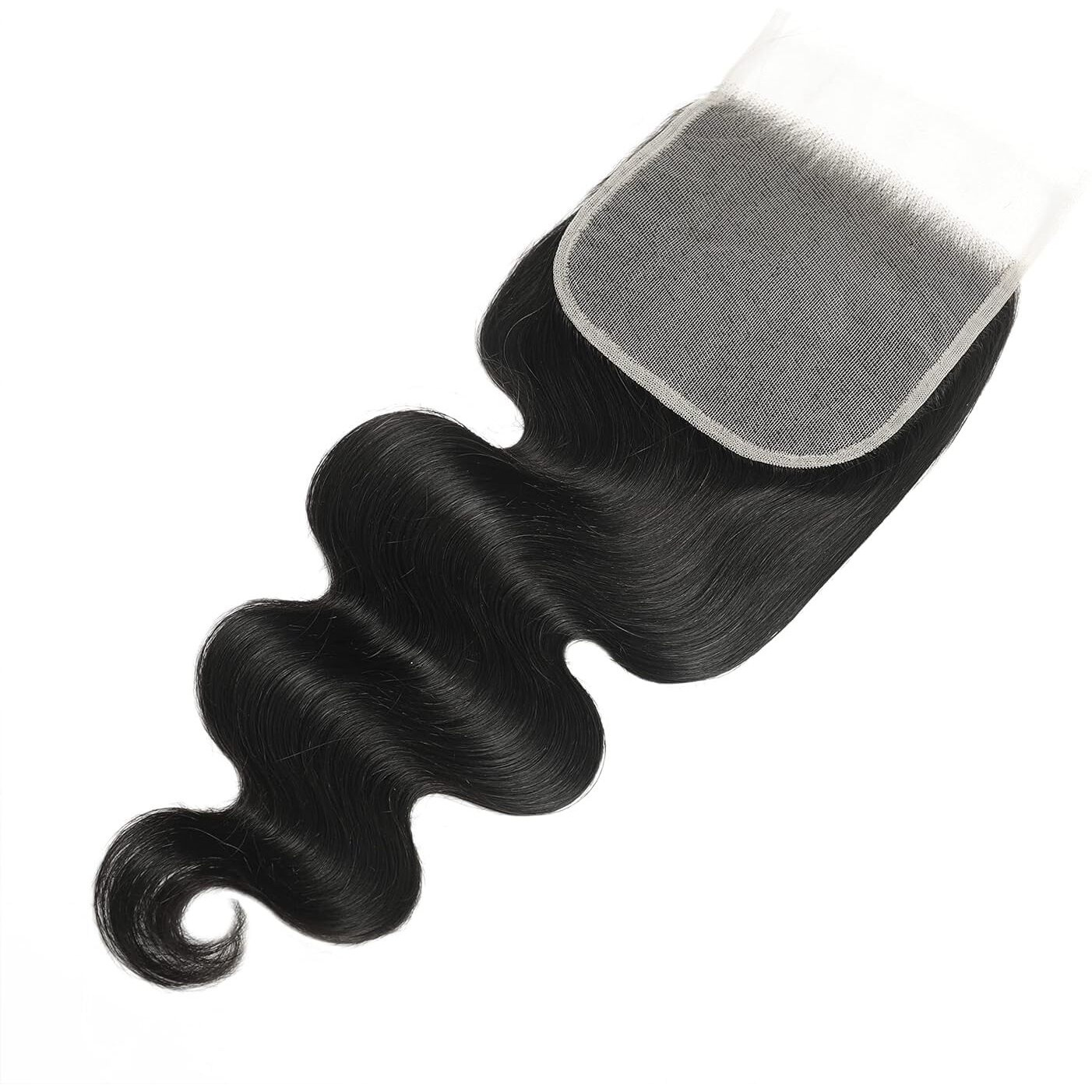 Hd Closure 5X5 Body Wave Transparent Lace Closure 22 Inch 12A Virgin Remy Human Hair Pre Plucked With Baby Hair Natural Black