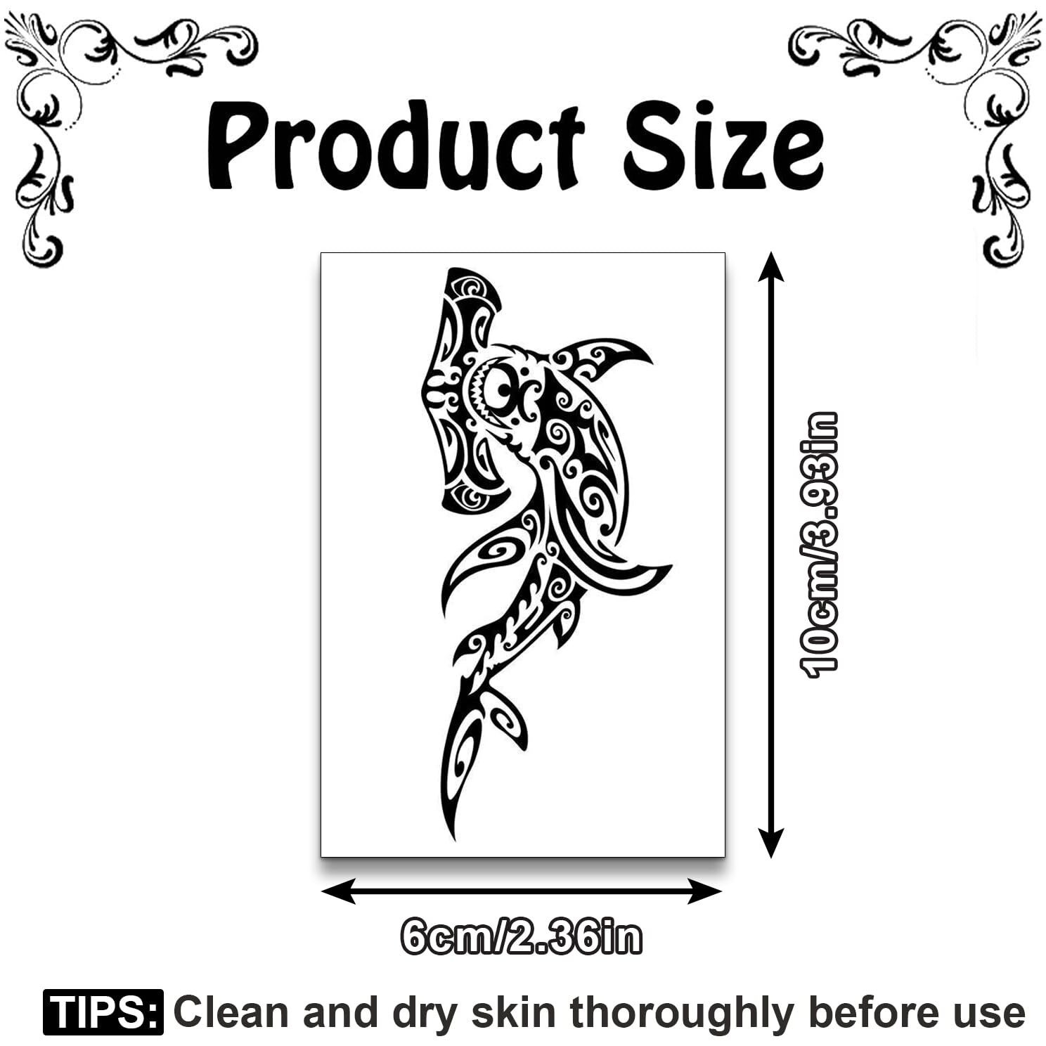 Ftvltat 16 Pcs Black Tribal Totem Temporary Tattoo Stickers For Women Men, Maori Stingray Shark Whale Turtles Seahorses Patterns, Long-Lasting Waterproof Removable Body Art Makeup Fake Tattoo
