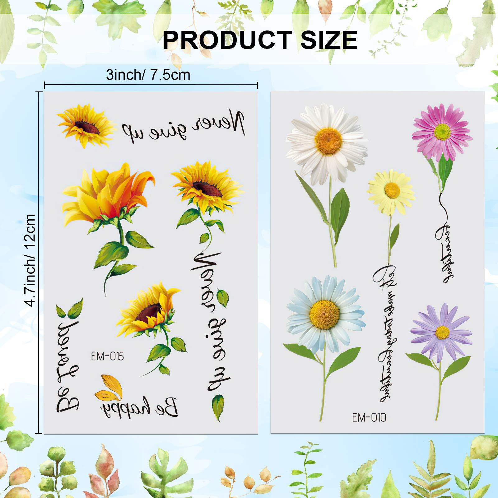 Konsait 25 Sheets Flower Temporary Tattoos, Fake Tiny Temporary Tattoo Waterproof Body Art Sticker For Women Girls Kids,Hand Neck Wrist, Brirthday Party Favour Supplies,Party Bags Filler