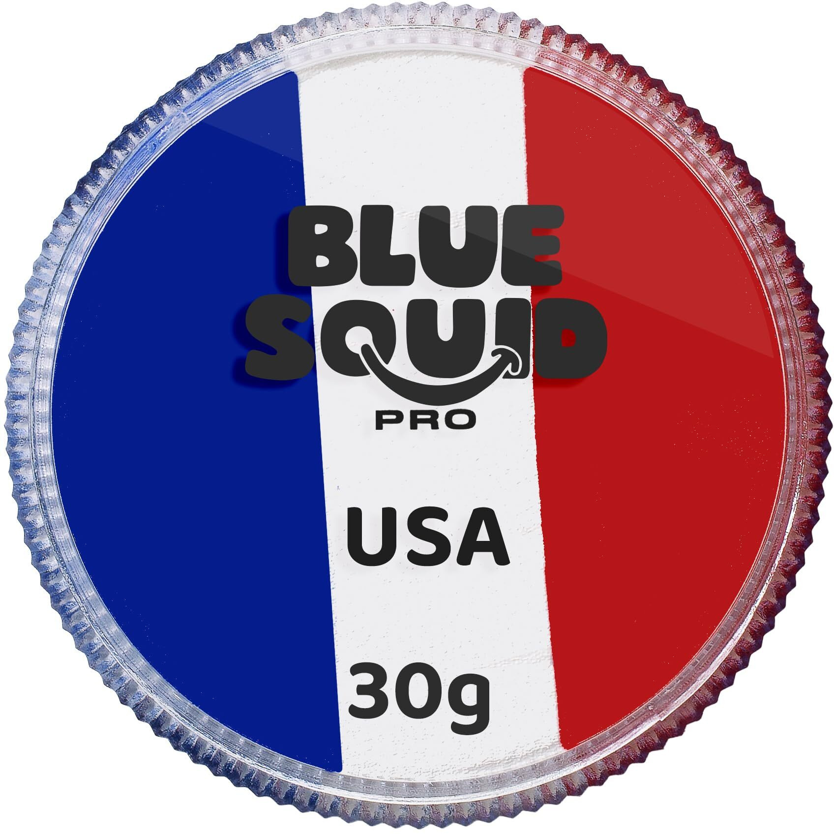 Blue Squid Face Paint Water Based Single Cake Professional Face & Body Paint - Water Activated, Kids Adults Face Painting For Costume, Halloween Makeup, Cosplay - Red, White & Blue Face Paint 30G