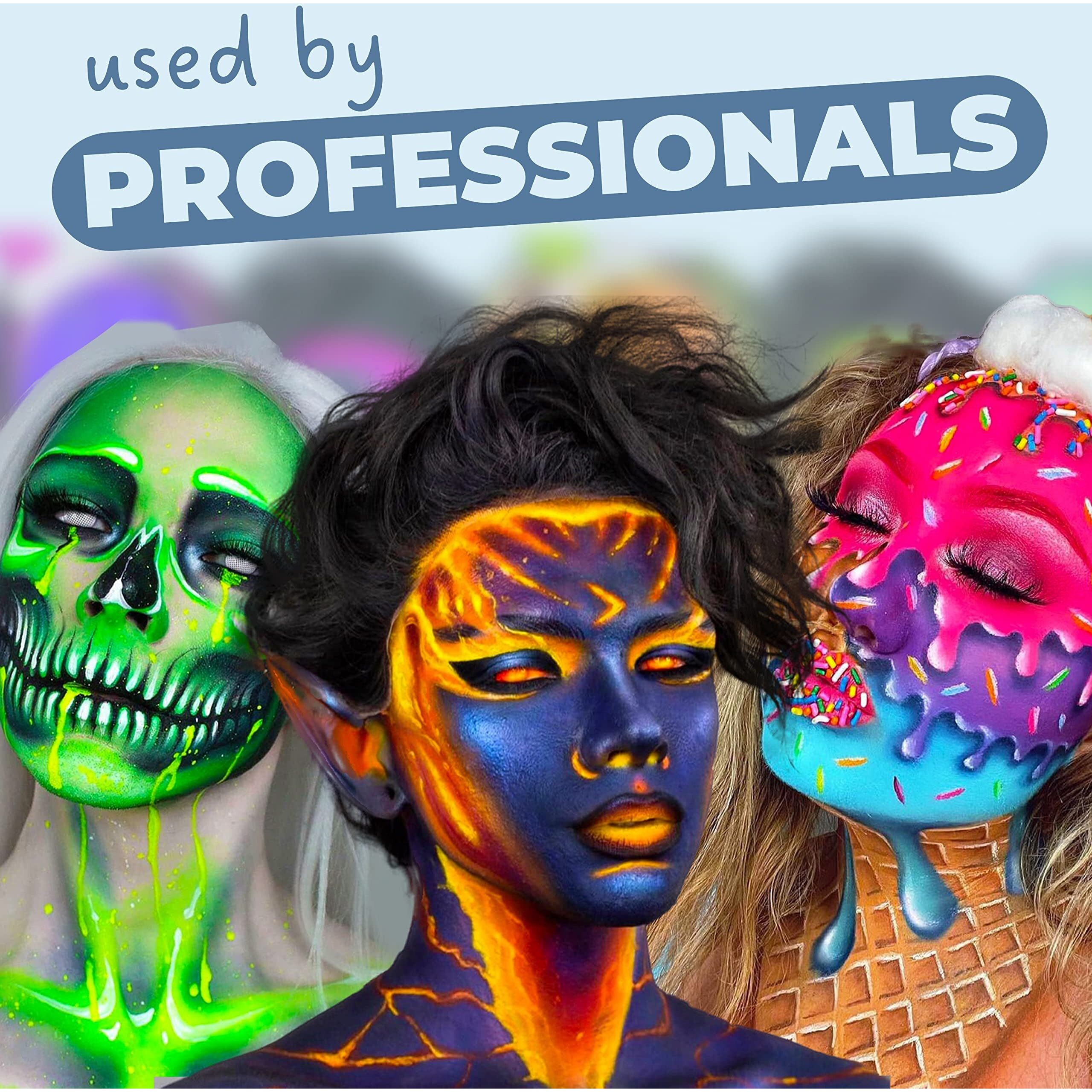 Blue Squid Face Paint Water Based Single Cake Professional Face & Body Paint - Water Activated, Kids Adults Face Painting For Costume, Halloween Makeup, Cosplay - Red, White & Blue Face Paint 30G