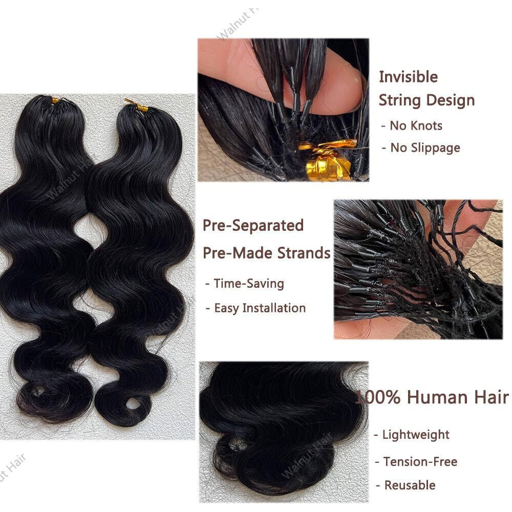 Knotless Pre Separated Crochet Human Hair Extensions Body Wave Brazilian Virgin Human Hair For Boho Braiding Hair Feather Extensions Braids Bundles For Black Women Walnut Hair 22Inch 120G