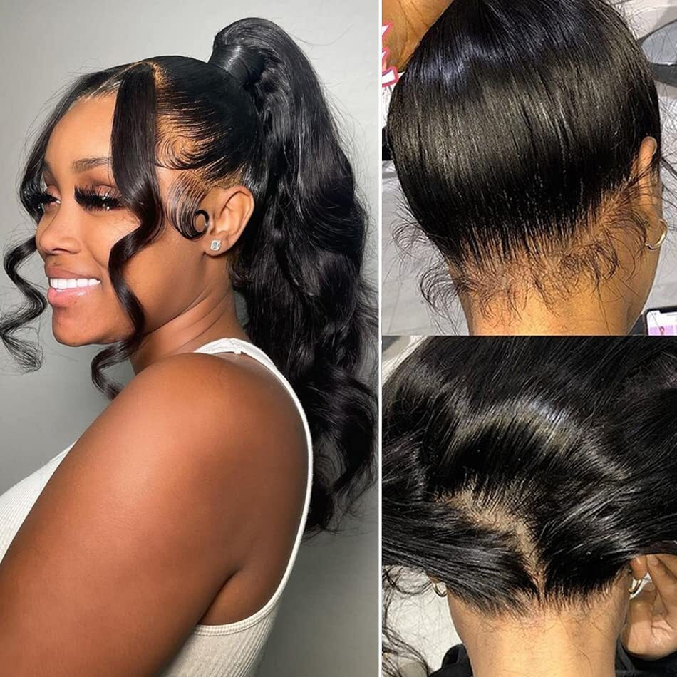 Gyajep 360 Lace Frontal Hd Transparent Full Lace 12A Unprocessed Brazilian Remy Human Hair Body Wave Frontal Bleachable Knots 360 Lace Closure 150% Density Natural Color 16 Inch