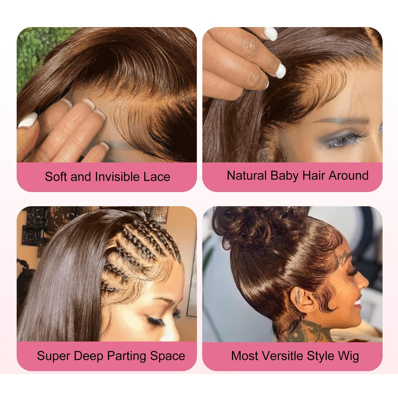 20 Inch Hidden Strap Drawstring Wig 360 Lace Front Wigs Human Hair Pre Plucked, 200 Density Chocolate Brown Lace Front Wig Body Wave Frontal 360 Full Lace Human Hair Wigs, Hd Lace Front Wigs Glueless