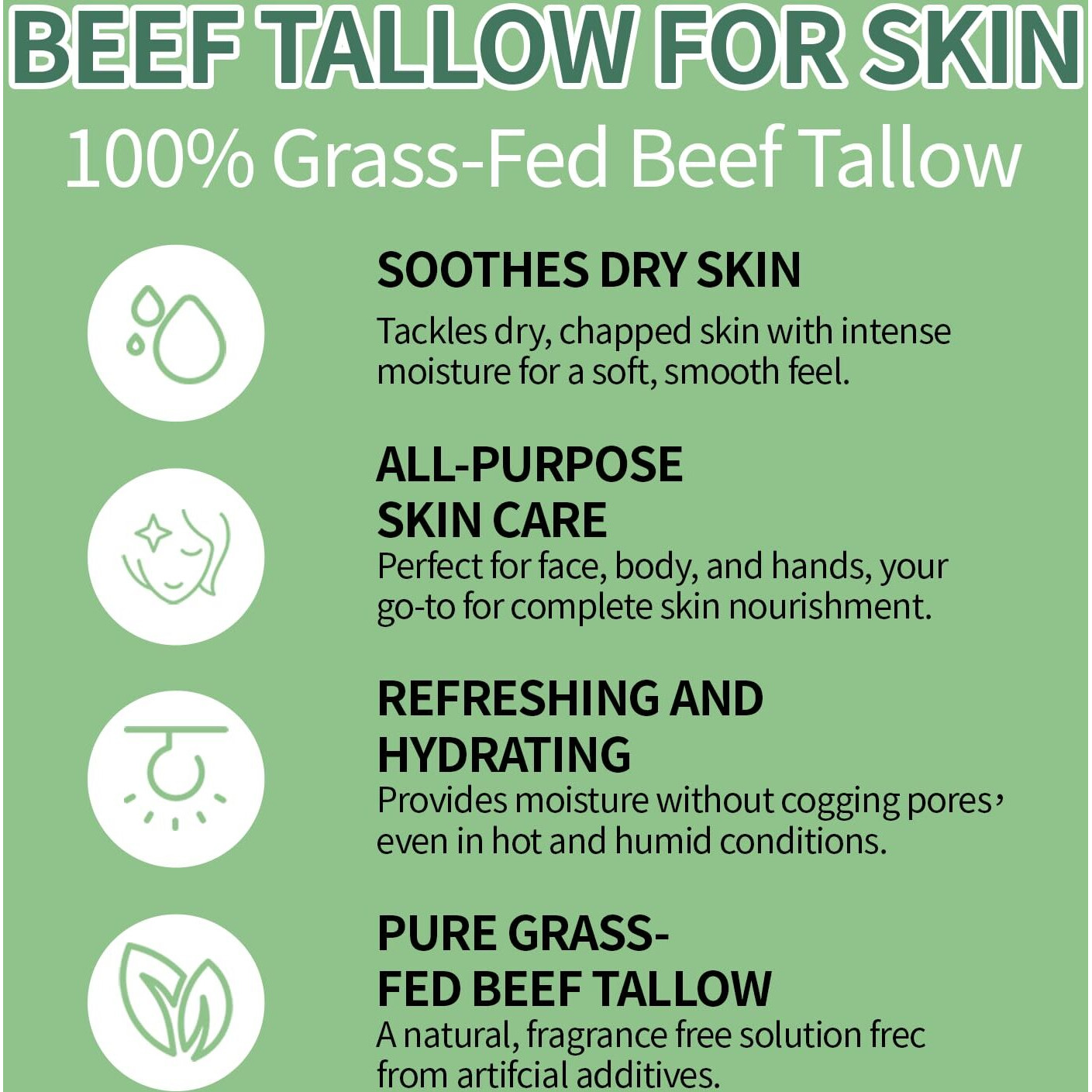 Ztsgu 2 Pcs Organic Grass-Fed Beef Tallow And Honey Balm, Face And Body Soothes Dryness Natural Moisturizer Cream Unscented. 8.4 Oz