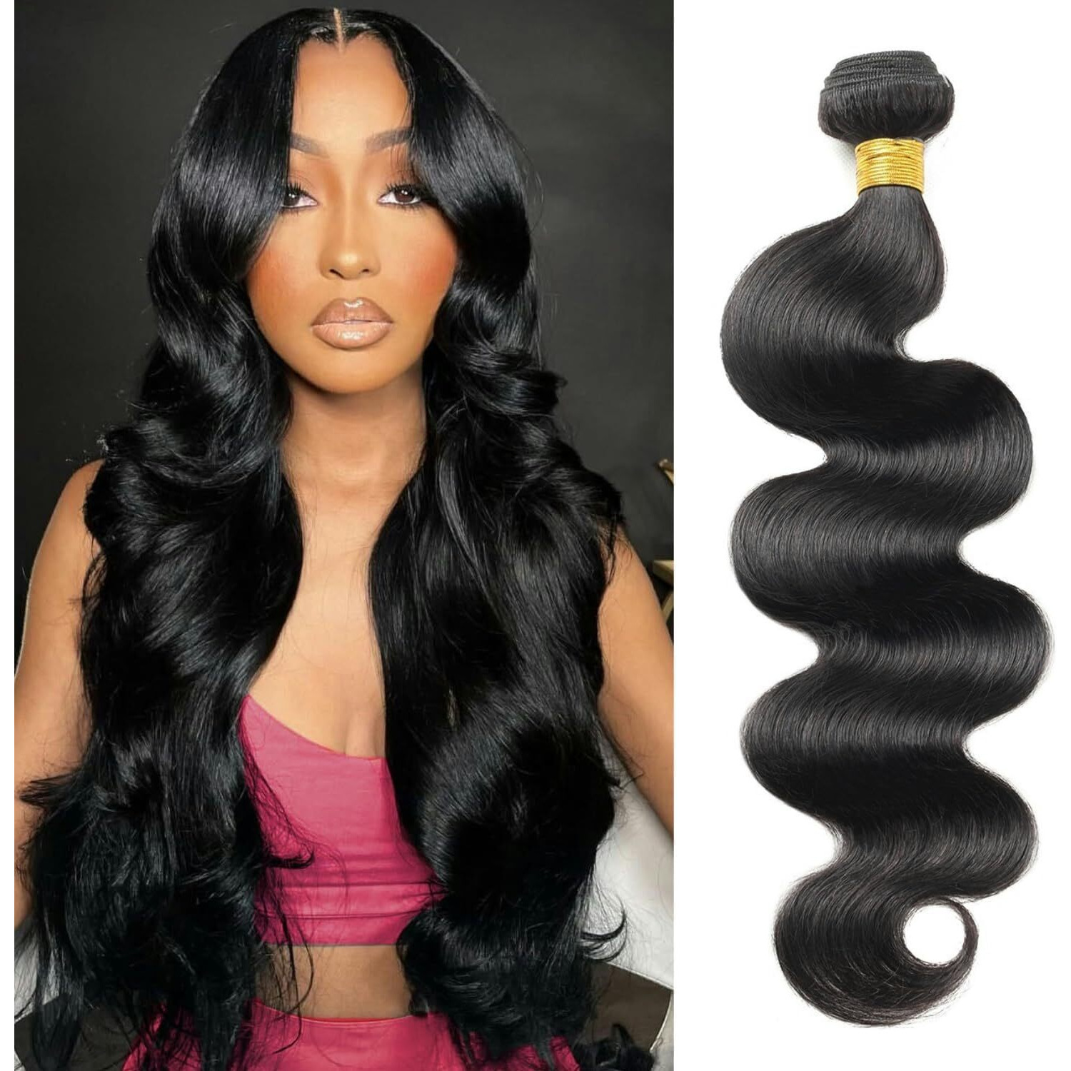 12A Human Hair Bundles 28 Inch Body Wave Bundles Human Hair 100% Unprocessed Brazilian Virgin Weave 1 Bundle For Women Natural Black Wavy Human Hair Extensions