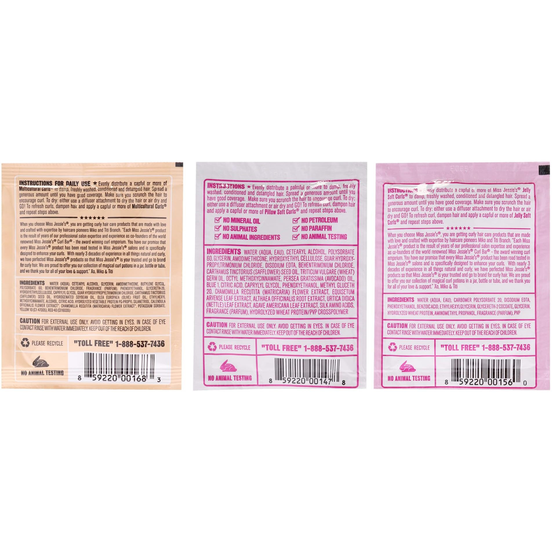 Miss Jessies Pillow Soft Curls With Jelly Soft Curl And Multi Cultural Curls Kit For Unisex - 3 Pc Kit 1Oz Lotion, 1Oz Gel, 1Oz Cream