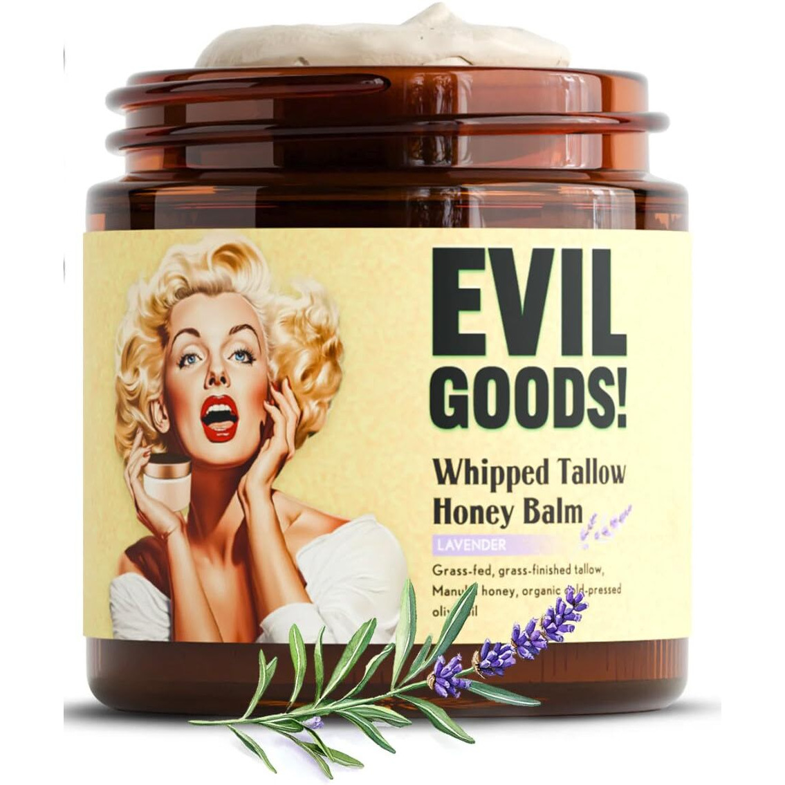 Whipped Beef Tallow And Manuka Honey Balm Moisturizer For Skin, Face, Lips, Body - Lavender