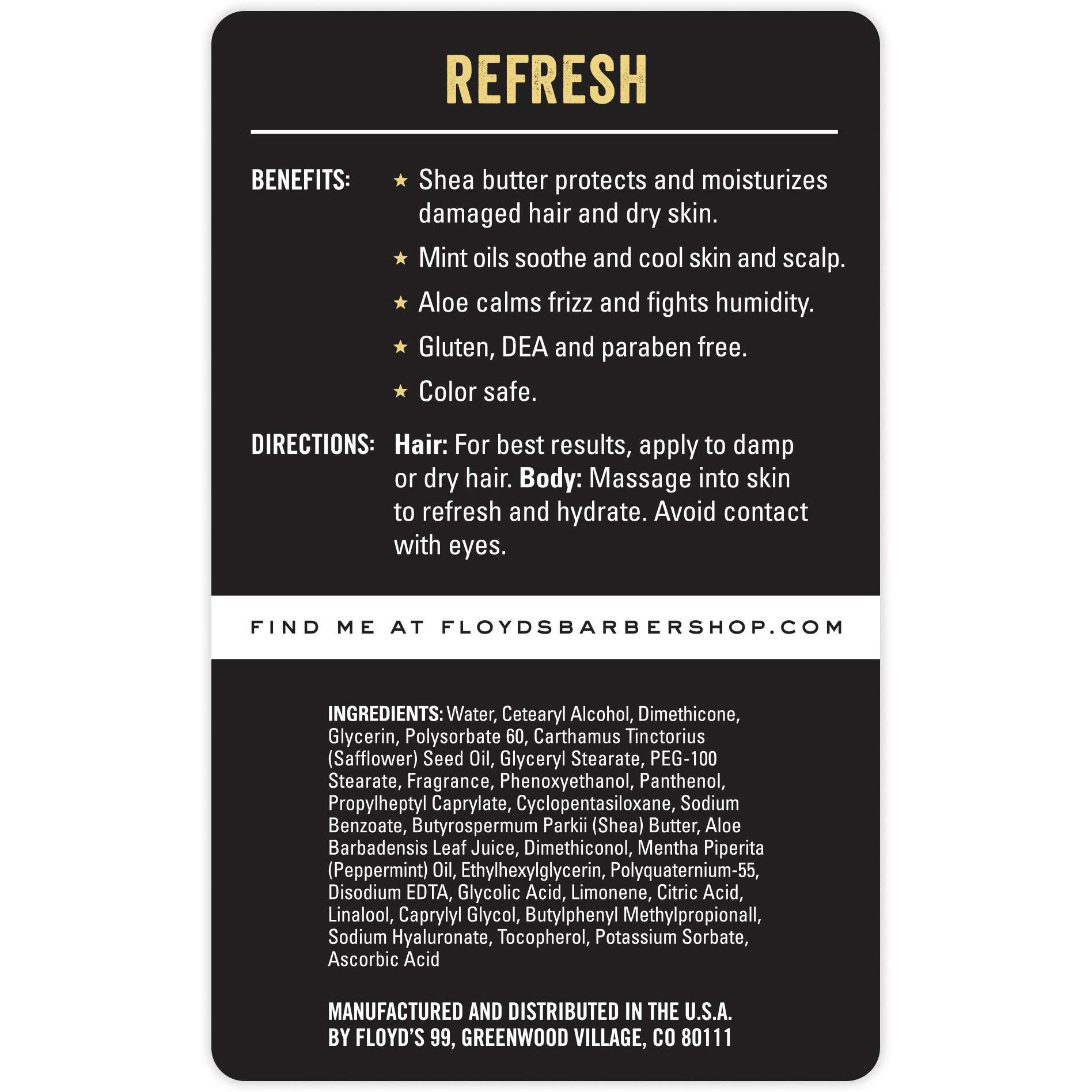 Floyd's 99 Refresh Hair And Body Conditioner - Moisturizing - Soothing - Calming (15 Oz.)