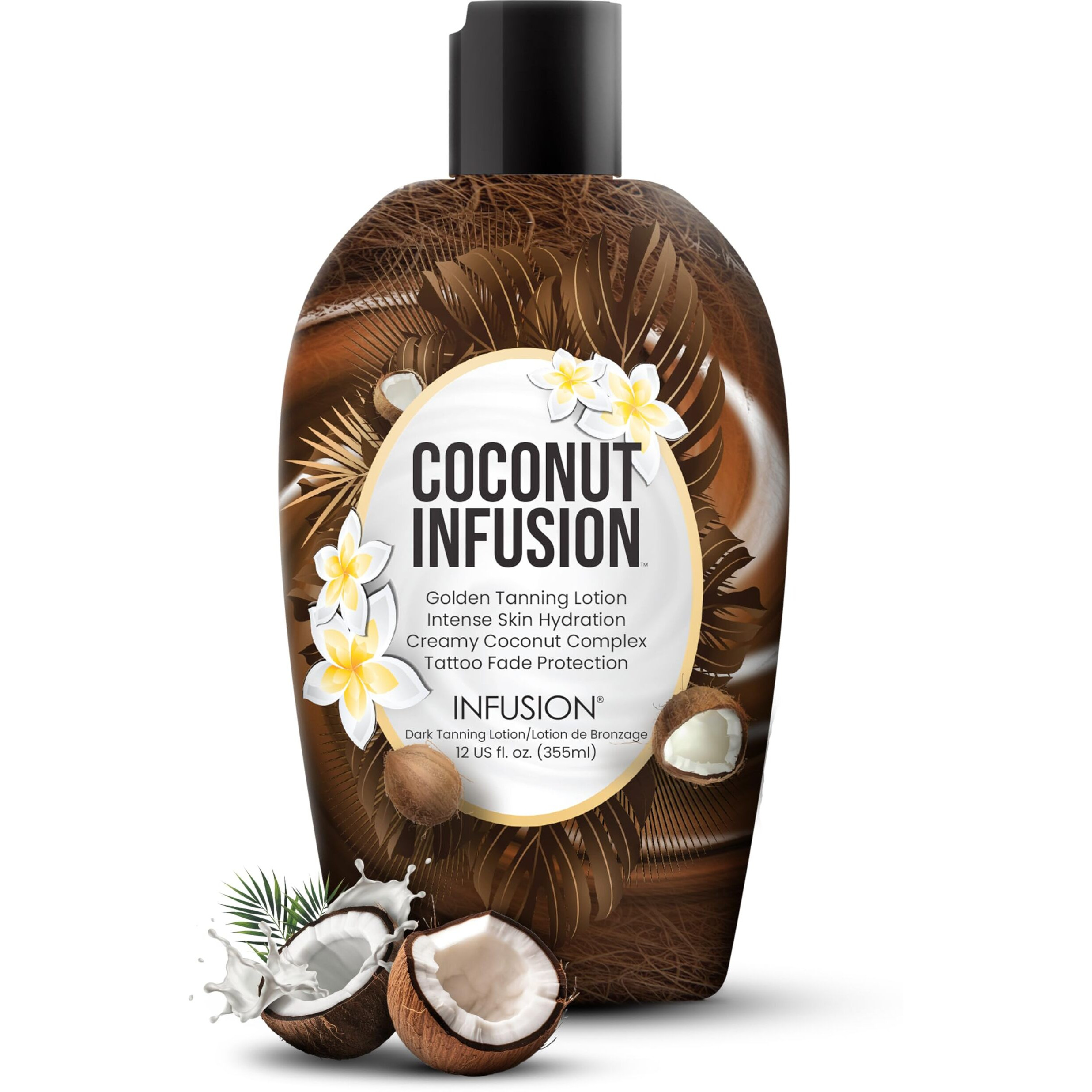 Coconut Infusion Tanning Lotion - Indoor & Outdoor Tan Accelerator - Hydrating, Safe For Face, Body, And Tattoos - Coconut Vanilla Scent - No Bronzer, Compatible For All Skin Types
