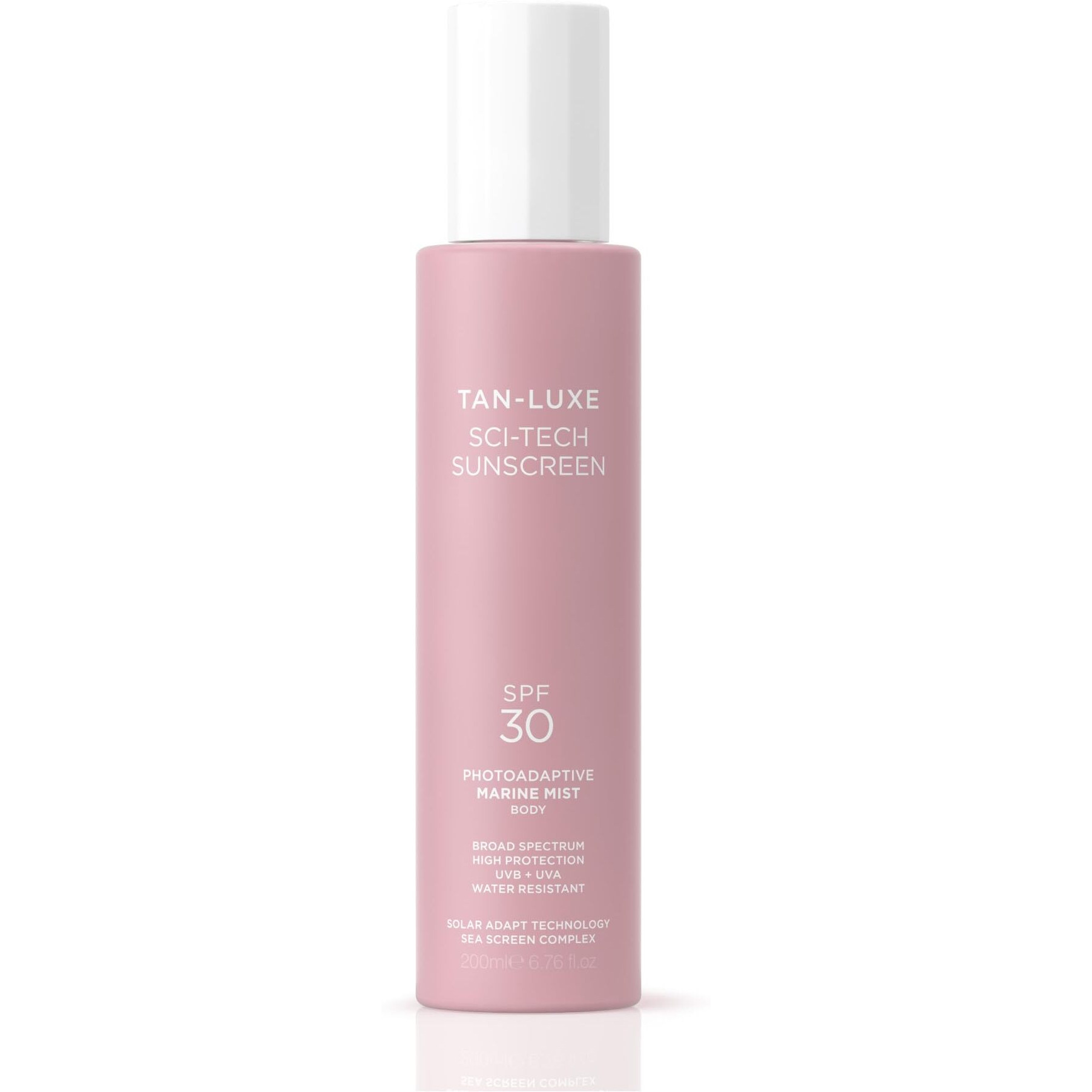 Tan-Luxe Sci-Tech Sunscreen Spf 50 Marine Mist Body, Clear, Lightweight Body Sunscreen Spray With Solar Adapt Technology, Water-Resistant, Reef Safe, Vegan, 6.76 Fl. Oz/200 Ml Bottle