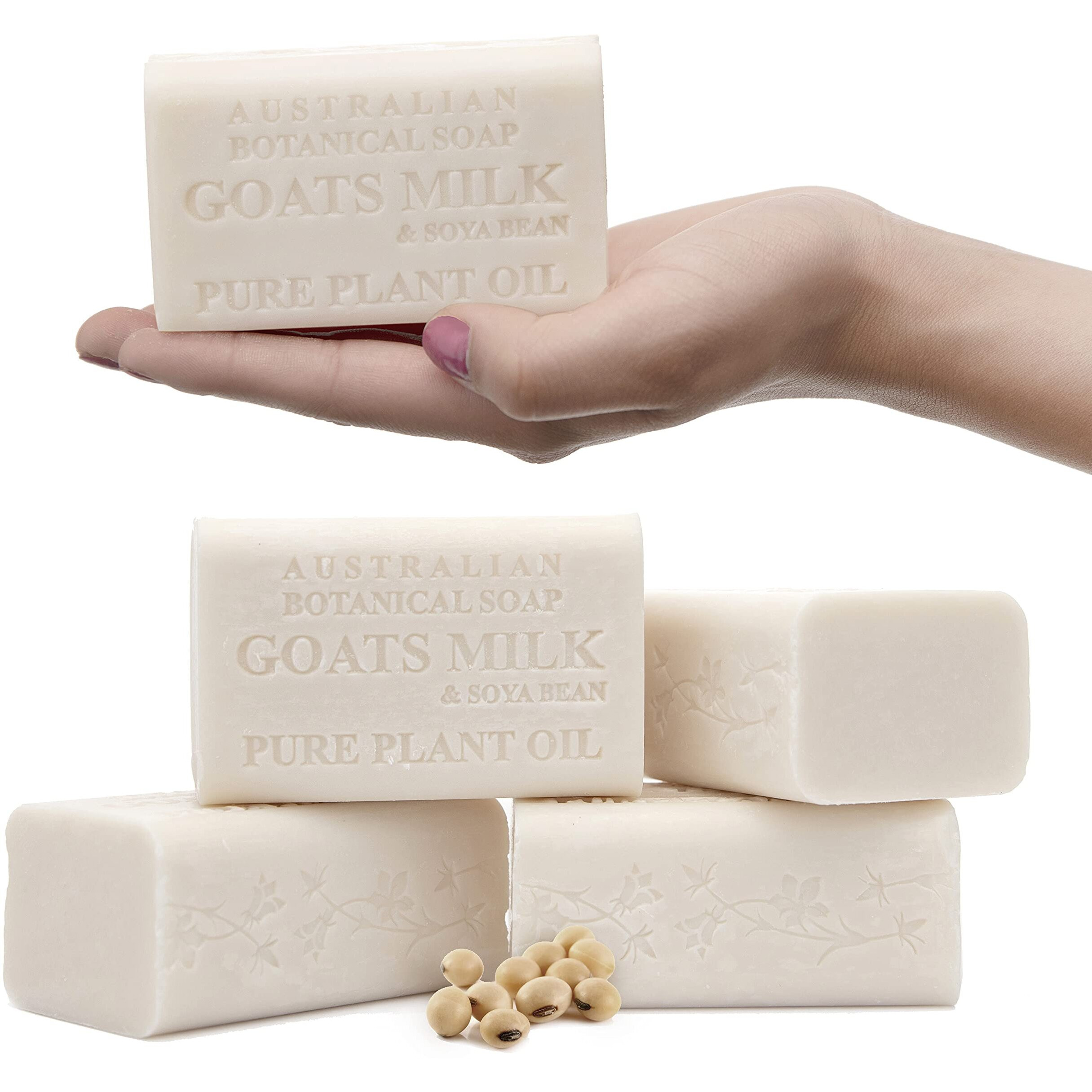 Australian Botanical Goats Milk Soap With Soya Bean 6.6 Oz Luxury Soap Bars Enriched Shea Butter, Luxury Face, Hand And Body Bars Suitable For All Skin Types, Pack Of 4