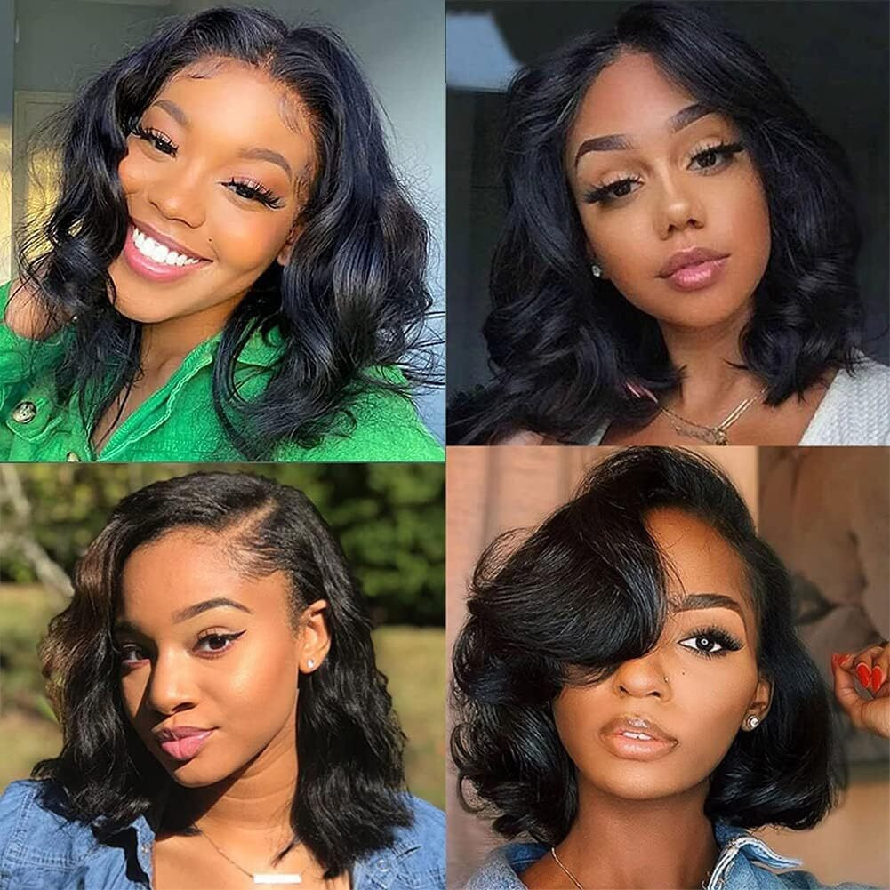 Xagujpo Wear And Go Glueless Wigs Human Hair Body Wave V Part Wigs For Black Women Upgrade U Part Human Hair Wig No Leave Out No Sew In Full Head Clip In Half Wig 180% Density Natural Color (14 Inch)