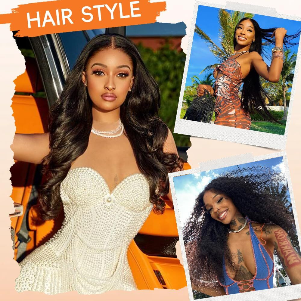 Yetfree 32 Inch Body Wave Lace Front Wigs Human Hair Pre Plucked 13X6 Hd Lace Frontal Wigs Brazilian Virgin Human Hair 200 Density Glueless Body Wave Wig With Baby Hair Natural Black