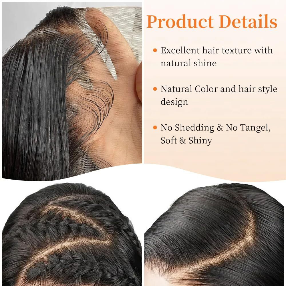 Yetfree 32 Inch Body Wave Lace Front Wigs Human Hair Pre Plucked 13X6 Hd Lace Frontal Wigs Brazilian Virgin Human Hair 200 Density Glueless Body Wave Wig With Baby Hair Natural Black