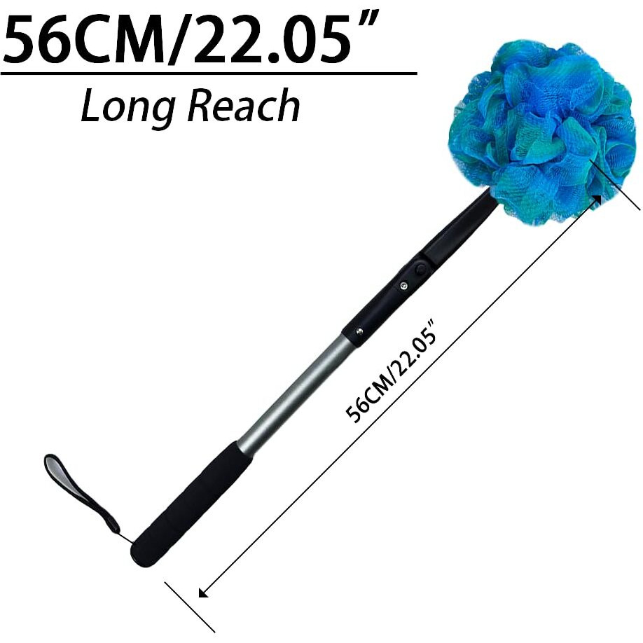 Easace Long Handled Loofah With Sponges By Shower,Back Scrubber & Bath Sponges,Body Exfoliator Luffa On A Stick,For Elderly & Disabled, Soft Loofah For Bathing Men & Women