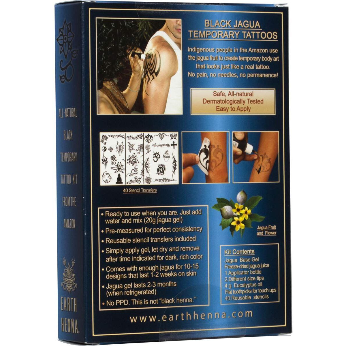 Organic Jagua Black Temporary Tattoo And Body Painting Premium Kit