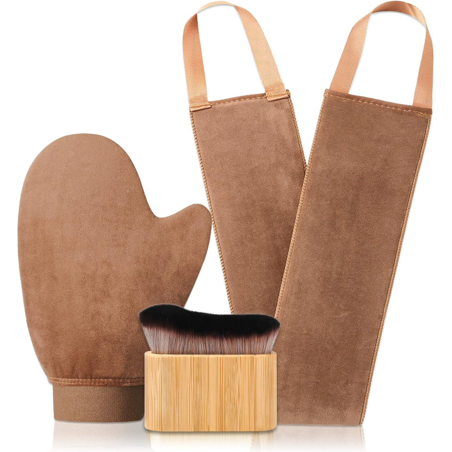 3 In 1 Self Tanning Mitts Self Tanner Mitt Applicator Tanning Brush Self Tanner Back Applicator, Tanning Gloves For Self Tan Mitt Applicator,Self Tanning Kit For Lotion,Spray Tan,Body,Sunless,Face