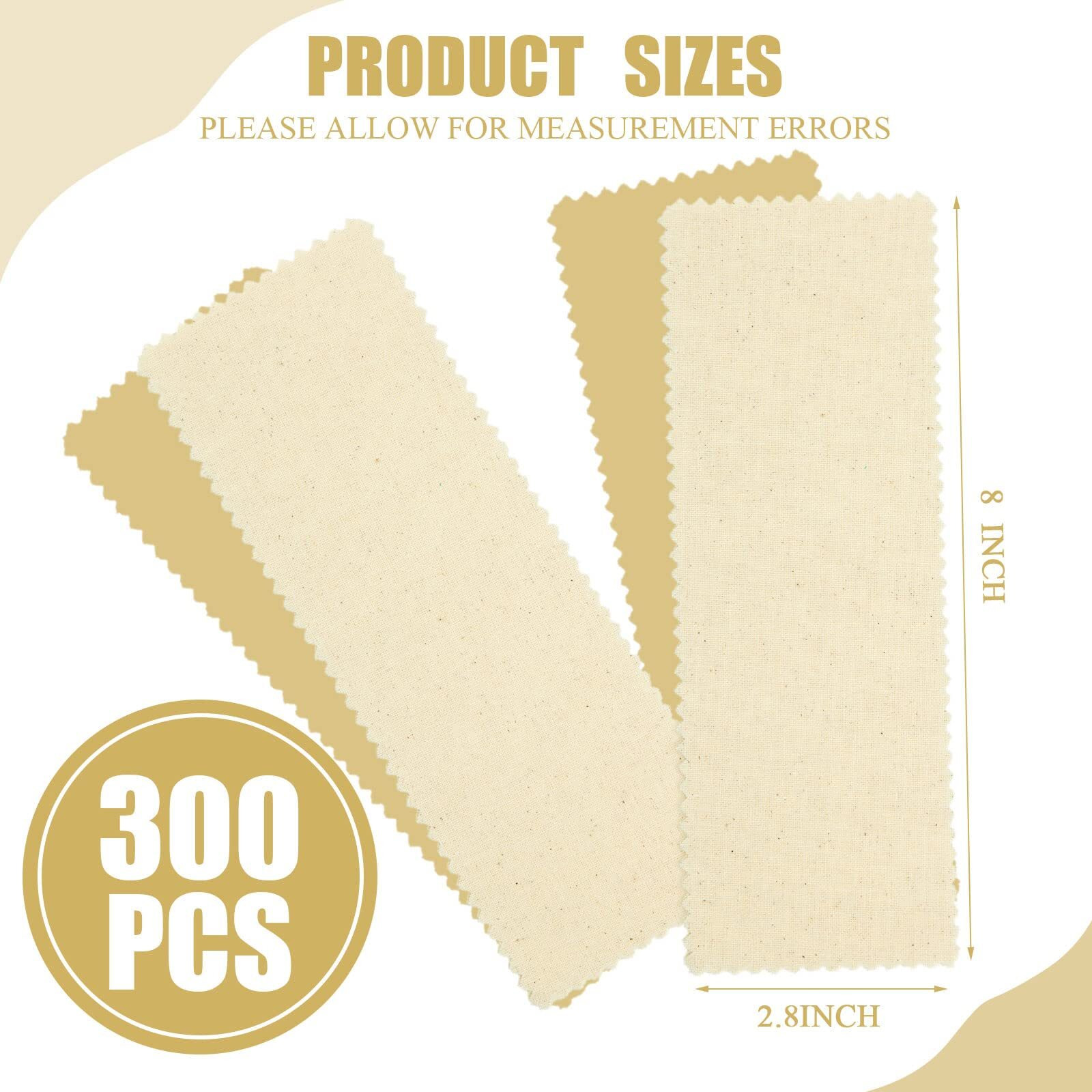 Loopeer 300 Pcs Natural Muslin Epilating Face Wax Strips Hair Removal Eyebrow Precut Body Facial Cotton Wax Cloth Strip For Women Men(8 X 2.8 Inch)