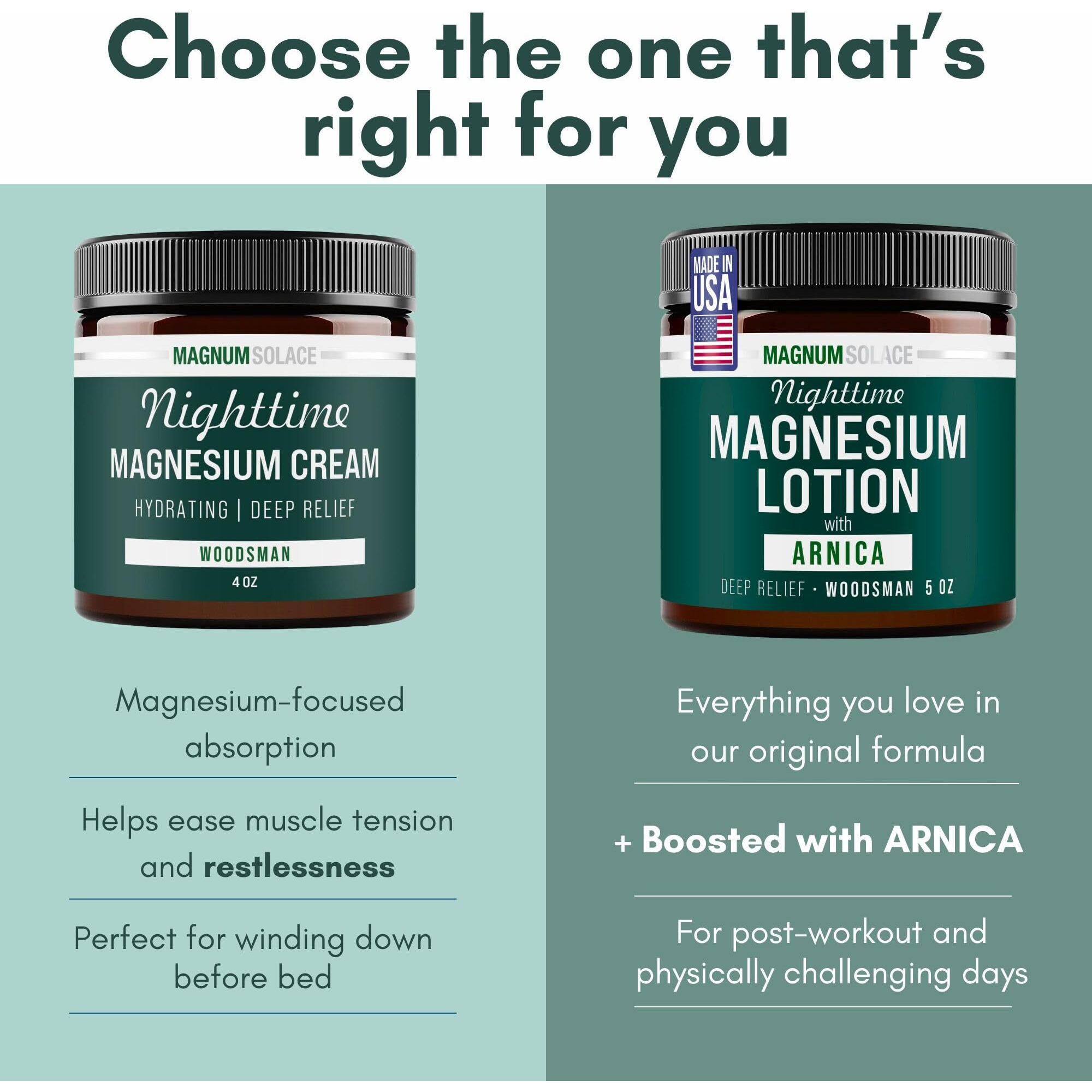 Nighttime Magnesium Lotion With Arnica - Soothing Relief & Relaxation, Highly Concentrated Magnesium For Muscles & Joints - Apply To Legs Or Feet Before Bed - Skin-Friendly