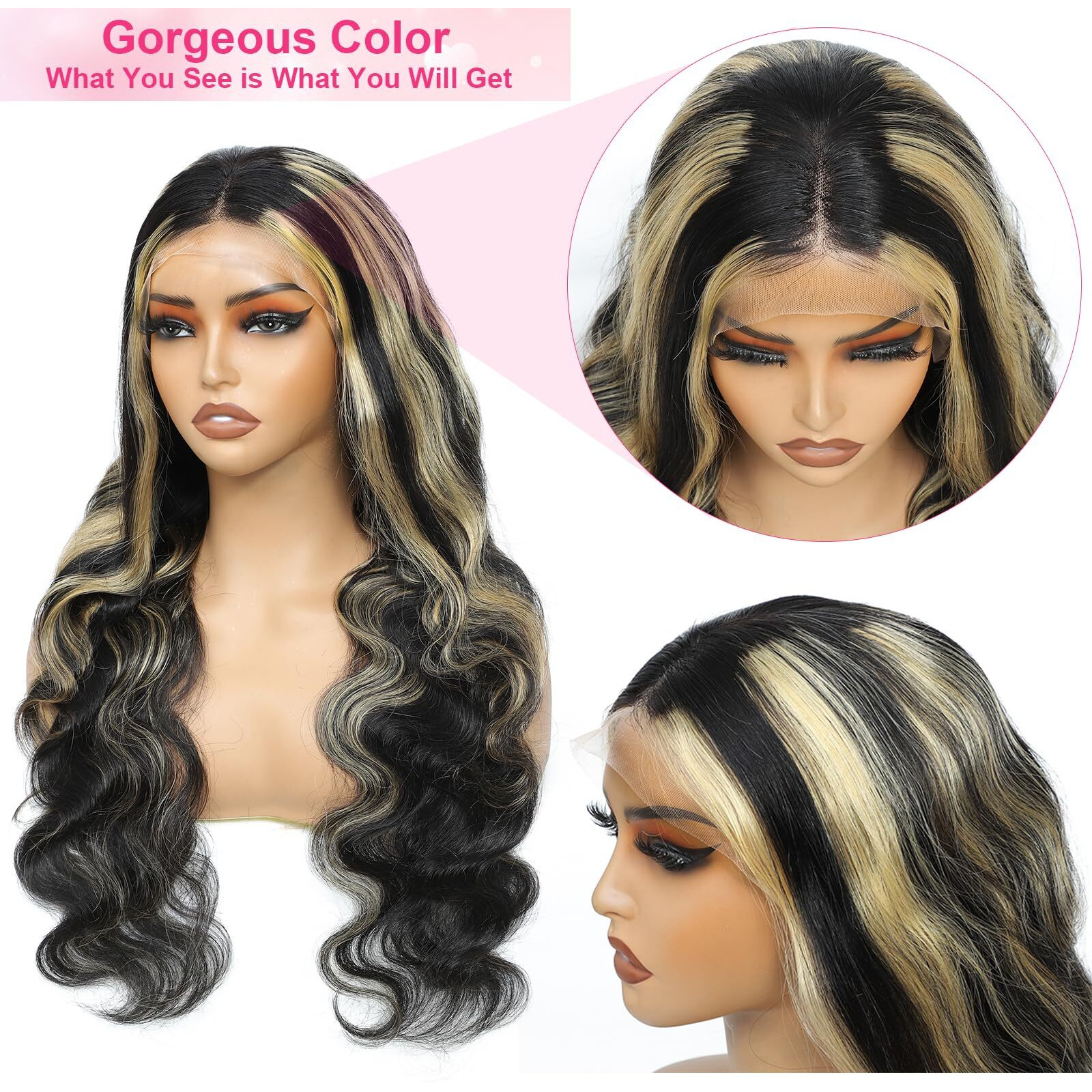 Kephare Fb/27 32 Inch Highlight Balayage Wig Human Hair 13X4 Hd Lace Front Wigs Body Wave 1B/27 Ash Blonde Omber Glueless Wig Pre Plucked With Baby Hair 180% Density