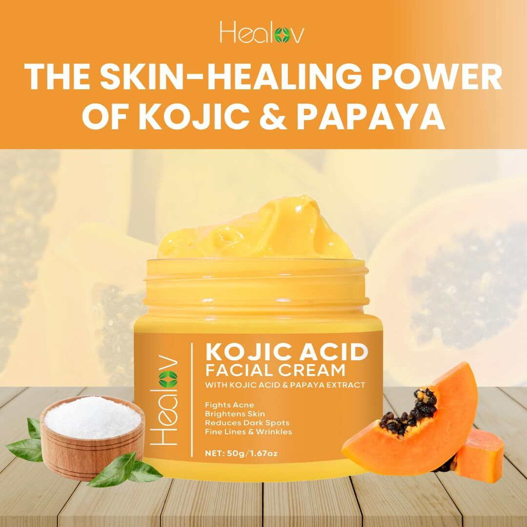 Kojic Acid Cream - Skin Brightening Cream For Age Spots, Hyperpigmentation, Intimate Areas - Dark Spot Remover, Reduces Acne, Scars, And Evens Tone - Kojic Acid Lotion For Brighter, Glowing Look