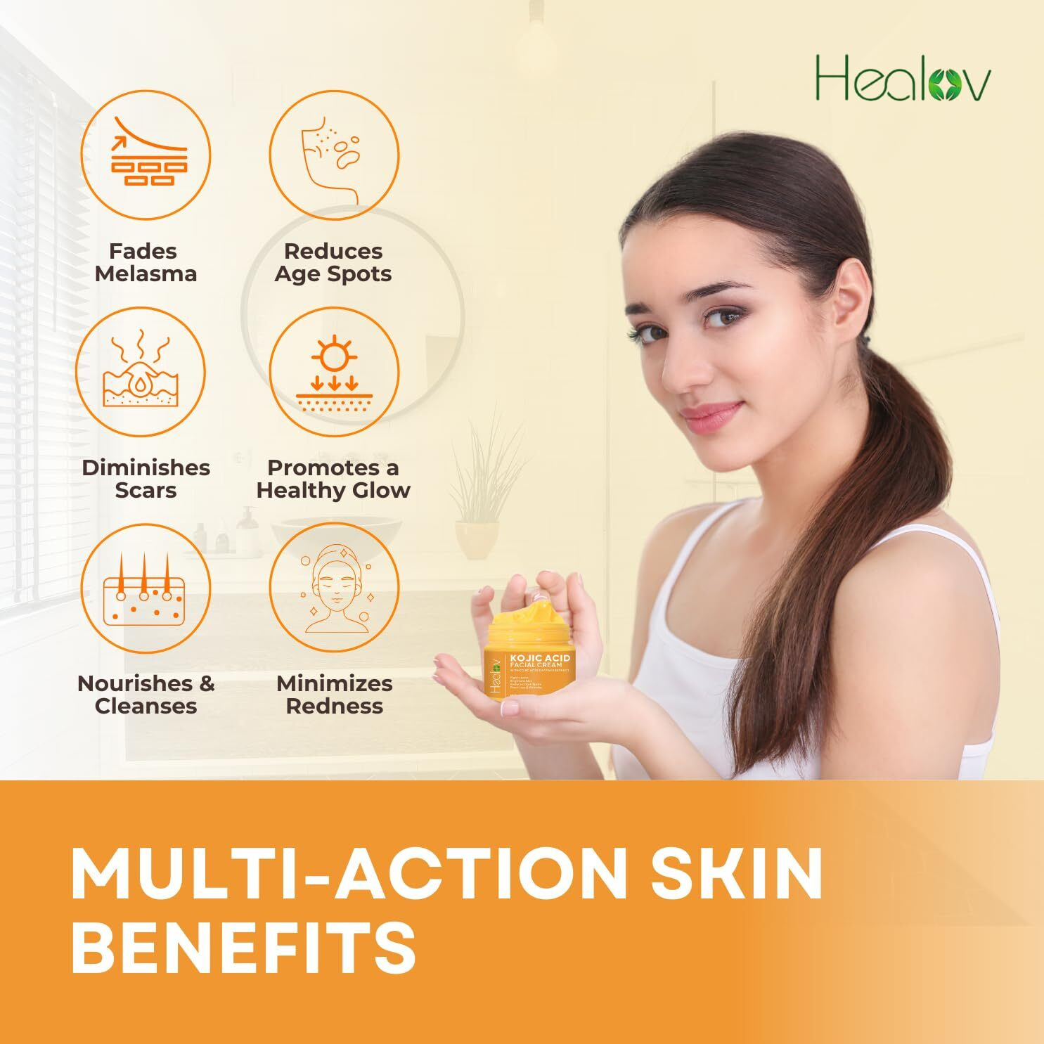 Kojic Acid Cream - Skin Brightening Cream For Age Spots, Hyperpigmentation, Intimate Areas - Dark Spot Remover, Reduces Acne, Scars, And Evens Tone - Kojic Acid Lotion For Brighter, Glowing Look