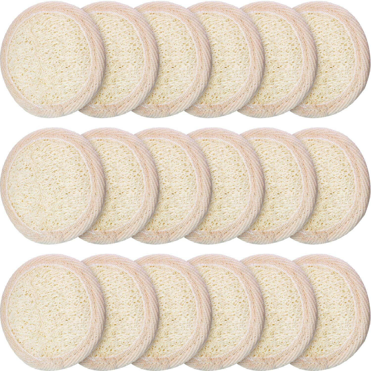 18 Packs Exfoliating Loofah Sponge Pads Mini Facial Body Bath Shower Loofah Sponge Pad Natural Exfoliating Scrubber Brush For Women Men