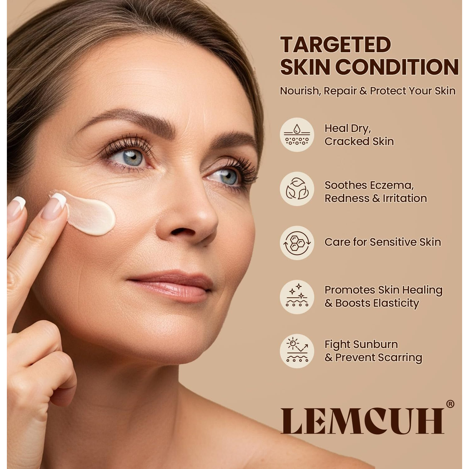 Lemcuh Beef Tallow & Honey Balm For Mature Skin - Repair Moisturizer With Jojoba Oil & Vitamin E - Natural Tallow Cream For Fragile, Dry Or Aging Skin - Unscented, Non-Greasy, 2Oz