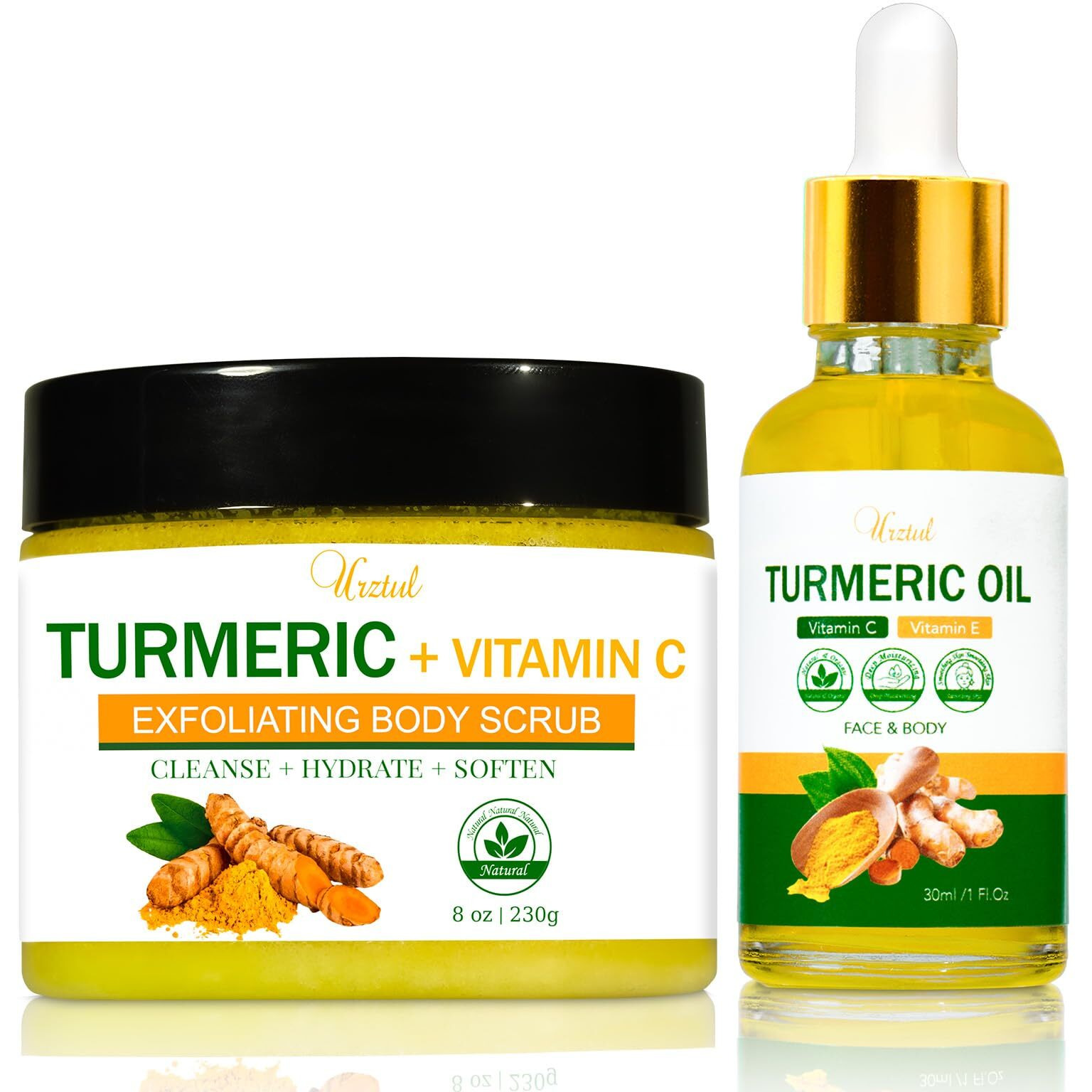 Turmeric Body Scrub Tumeric Oil Set, Natural Soothing Remove Dead Skin For Body, Face, Hand, Foot, Skincare Bikini Private Area, Smooth Hydrating Exfoliating Scrub Suitable For All Skin Types