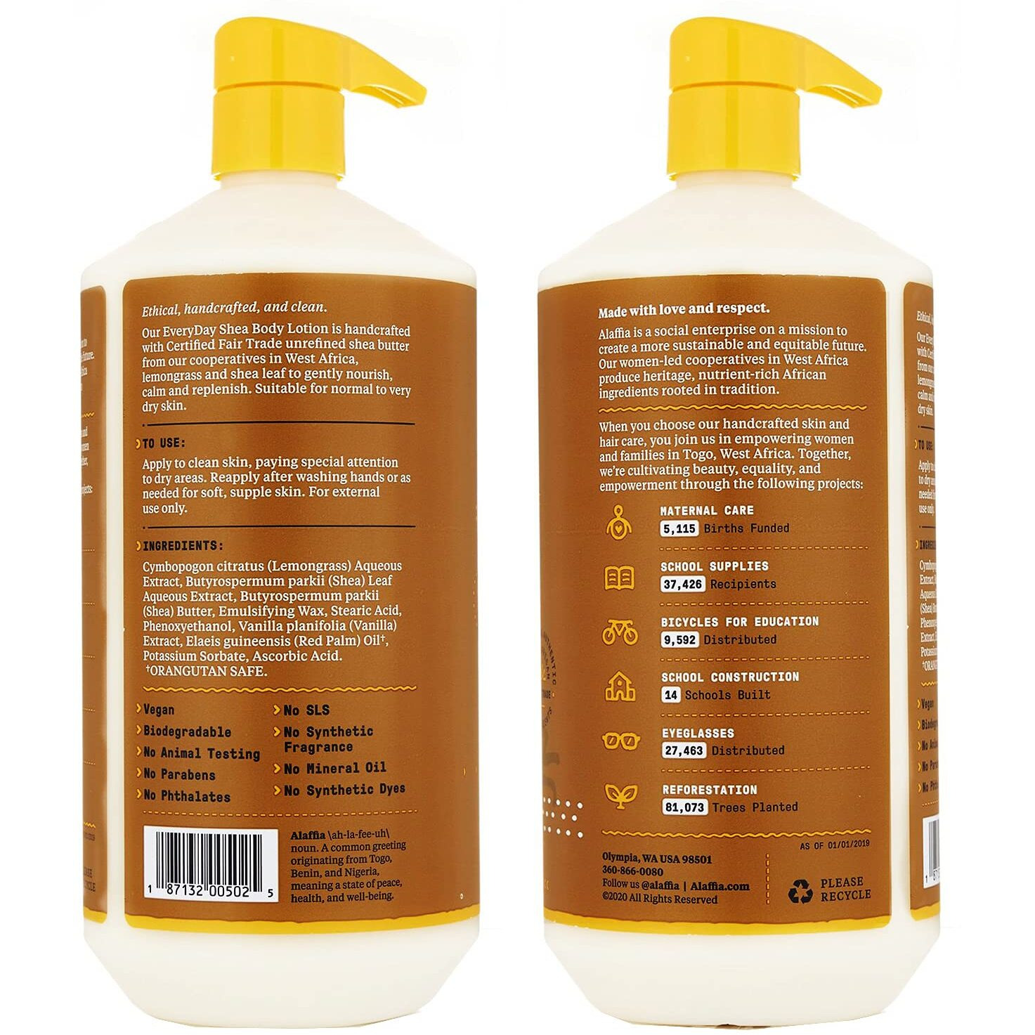 Alaffia Everyday Shea Body Lotion, Vanilla 32 Fl Oz