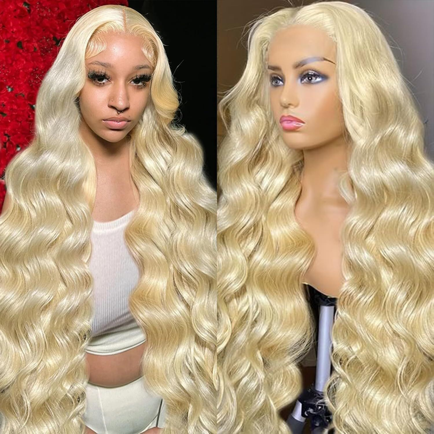 Goalroya 613 13X6 Lace Front Wig Human Hair 200% Density Blonde Body Wave Lace Front Wig Human Hair Pre Plucked For Women 613 Hd Lace Frontal Wig 24 Inch