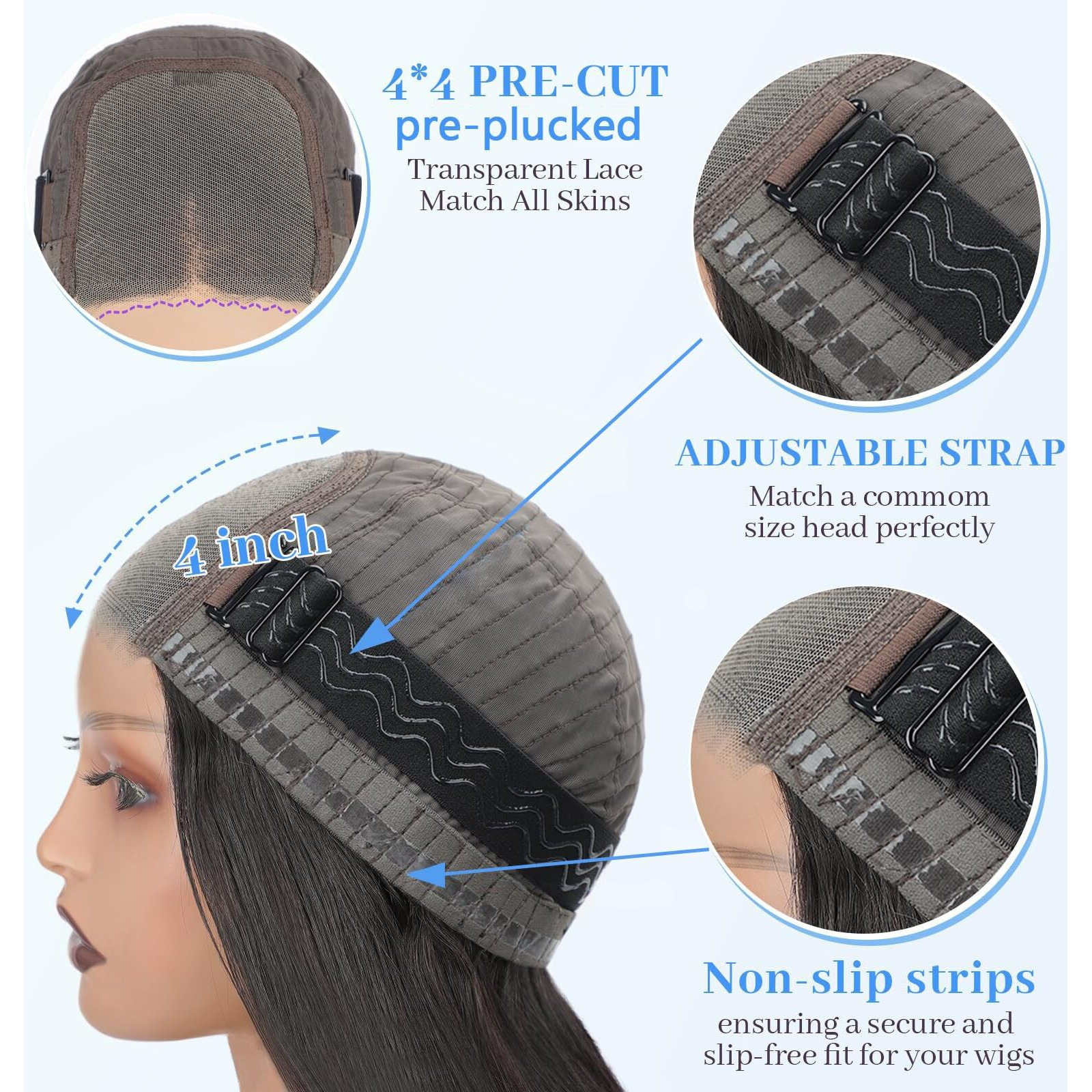 Wear And Go Glueless Wigs Human Hair Pre Plucked Pre Cut 4X4 Hd Lace Body Wave Bob Wig Human Hair Glueless 180% Density Lace Front Wigs For Black Women No Glue For Beginners (Natural Color,8 Inch)