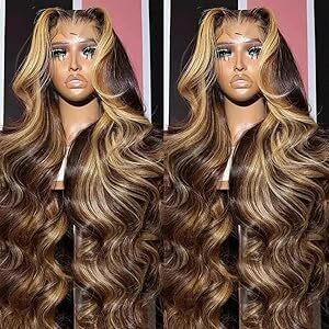 Amirty 250 Density 34 Inch 360 Lace Front Wigs Human Hair Honey Blonde Body Wave Lace Front Wigs With Baby Hair Full 360 Glueless Hd Transparent Lace Front Wigs For Women 4/27 Human Hair Wig