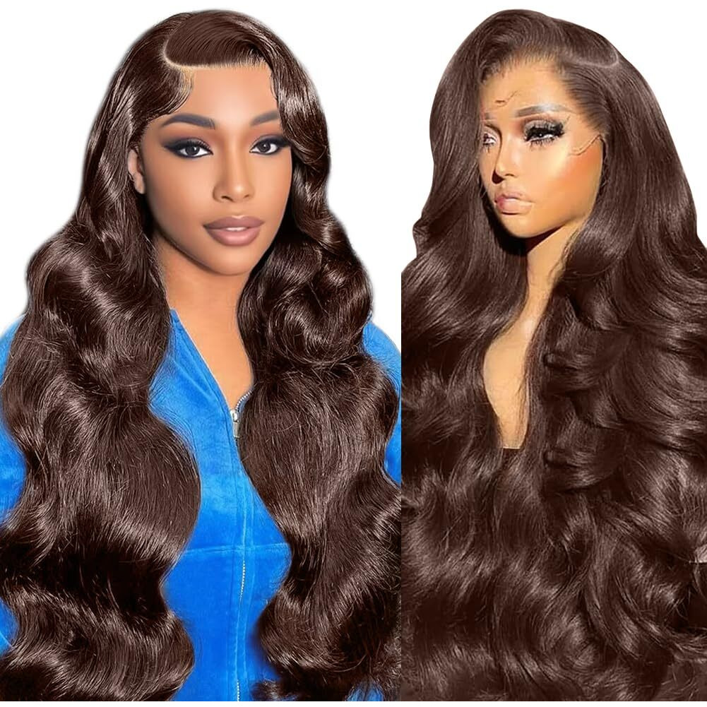 28 Inch Wear And Go Glueless Wigs Human Hair Pre Plucked Pre Cut 200% Density Brown Lace Front Wigs 9X6 Chocolate Brown Human Hair Wig For Women Bye Bye Knots Brown Body Wave Wigs Glueless Wear And Go
