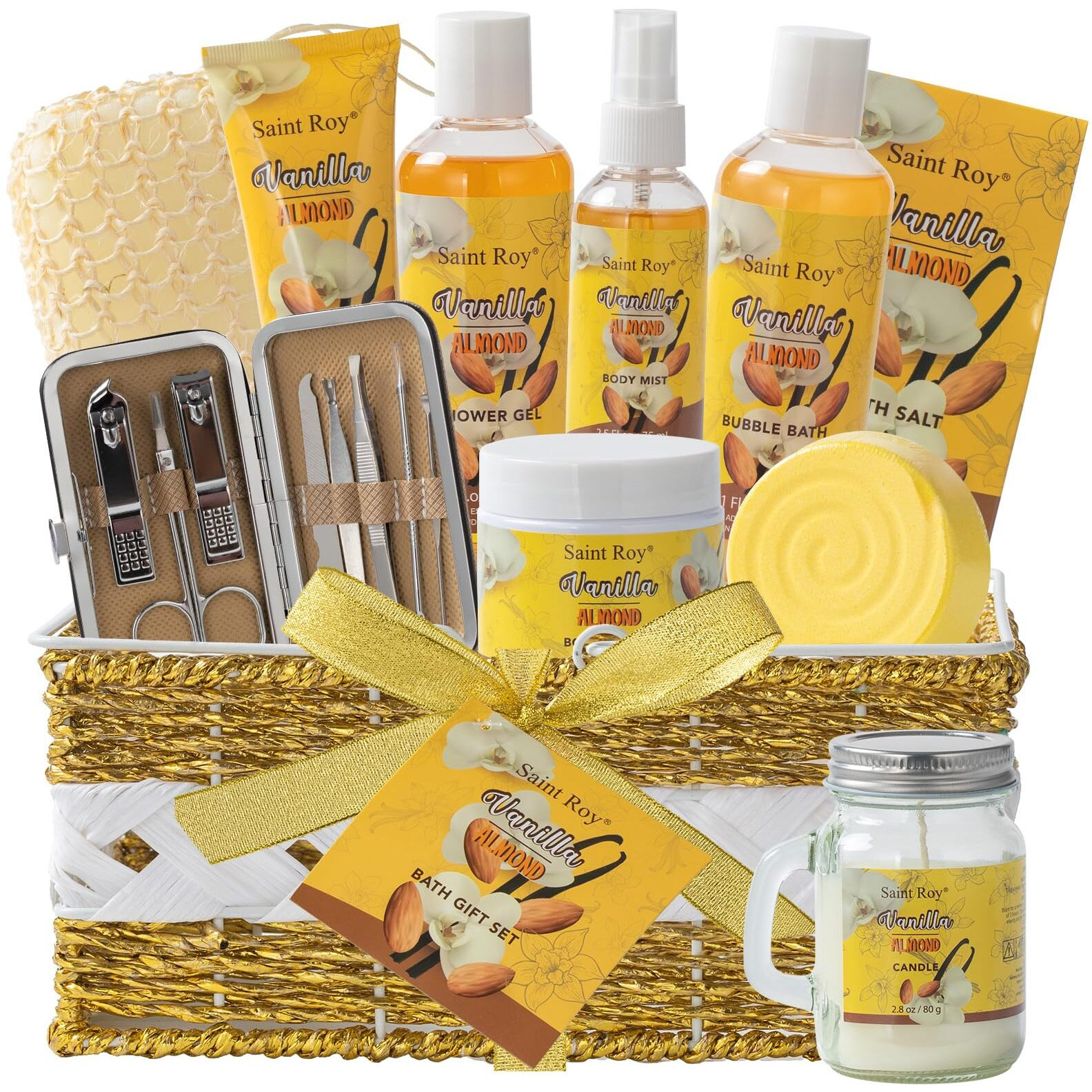 Spa Gift Baskets For Women, Perfumes Gifts For Women 25 Pcs For Women & Men Bath And Body Shower Bath Kit, Vanilla & Honey Almond Birthday Gifts Bath Gift Spa Kit, Mother's Day Gifts For Mom