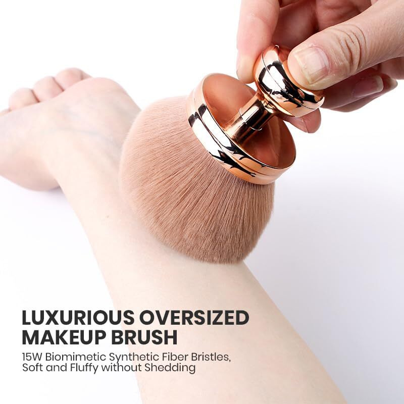 Yafiygi Body Makeup Brush Extra Large Oval Self Tanning Brush Multipurpose 74Mm Wide-Headed Self Tanner Kabuki Sunscreen Brush For Legs Body Sunless Tan Streak Free Applicator (Rose Gold)