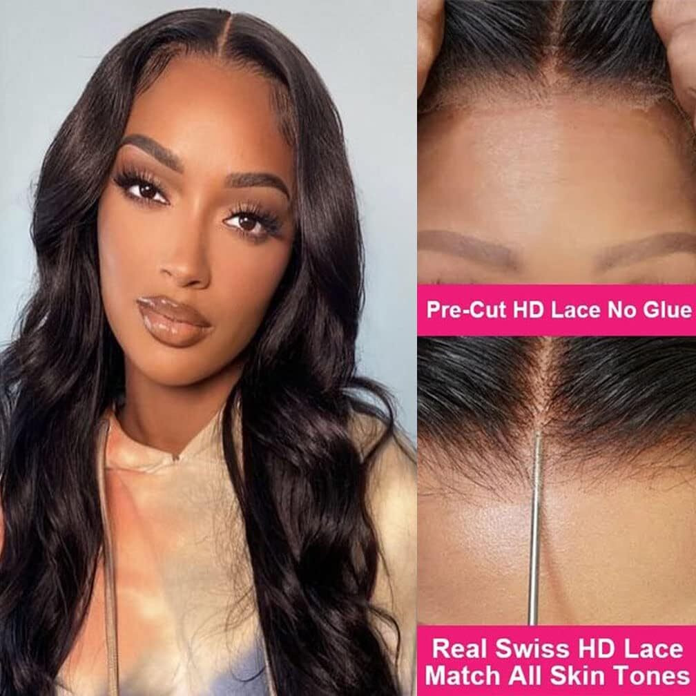 Atilck Wear And Go Glueless Wig - Body Wave Lace Front Human Hair Wigs For Black Women - Pre Plucked And Pre Cut 4X4 Lace Closure - No Glue Needed For Beginners, 18 Inch