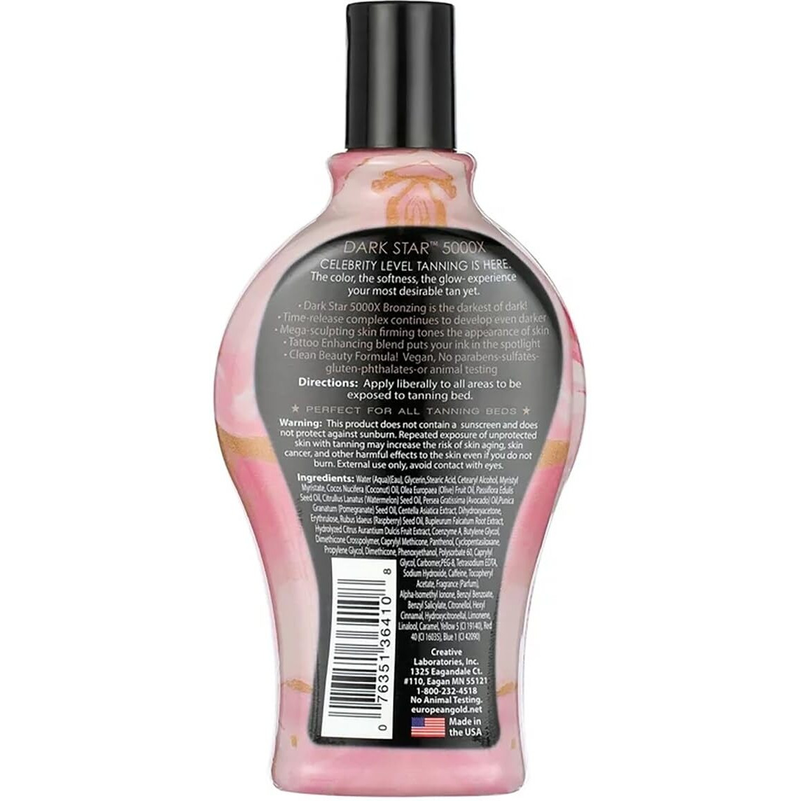 European Gold Dark Star 5000X Indoor Tanning Lotion With Time-Release Formula Dark Accelerator For Indoor Tanning Beds & Outdoor Sun Tan 12 Oz